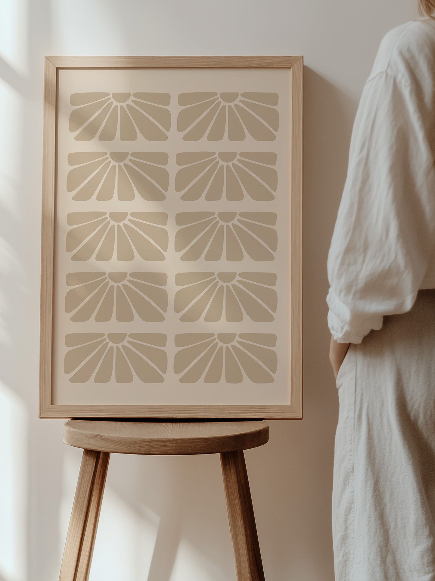 Beige Boho Flower Print