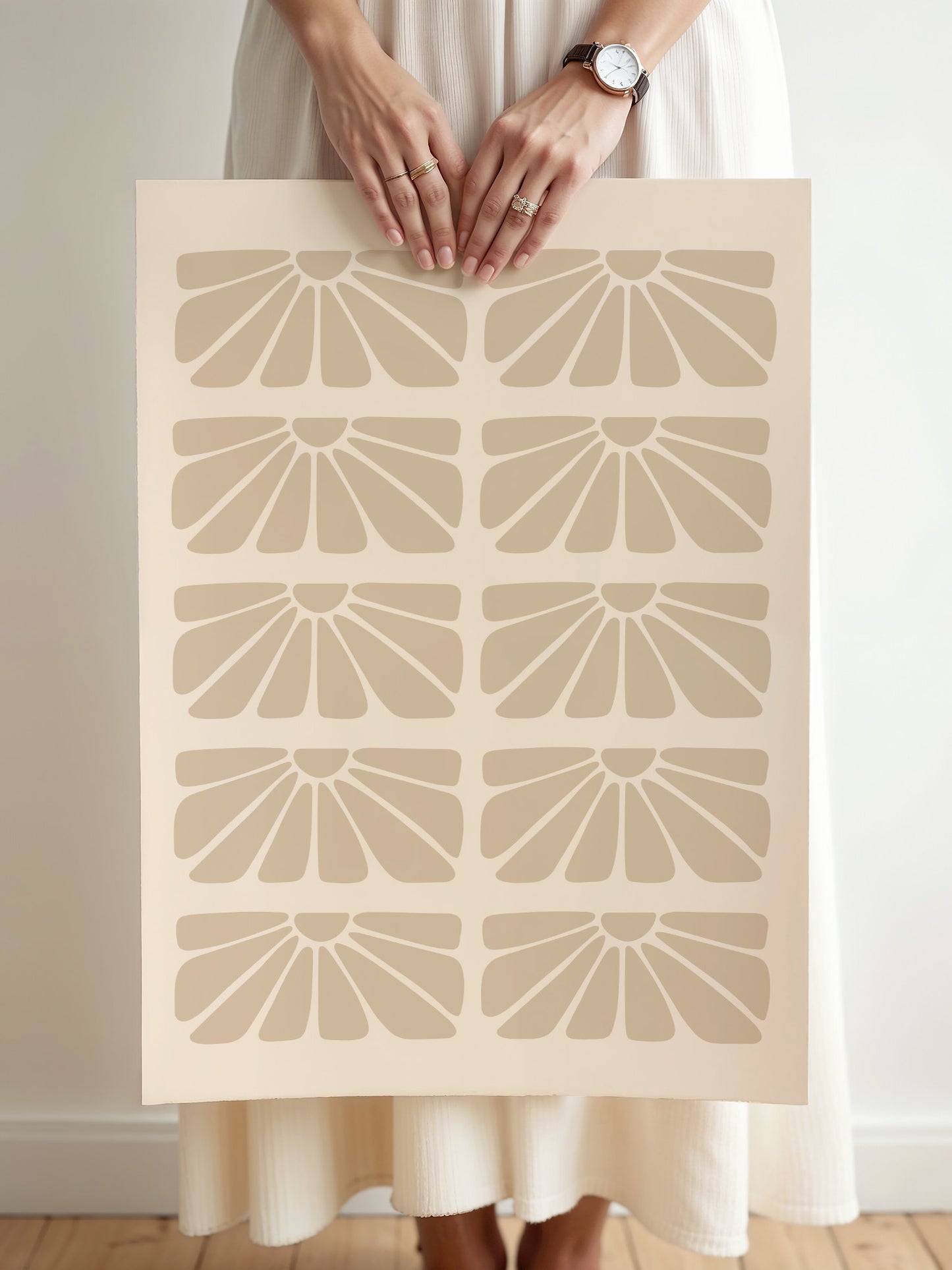 Beige Boho Flower Print