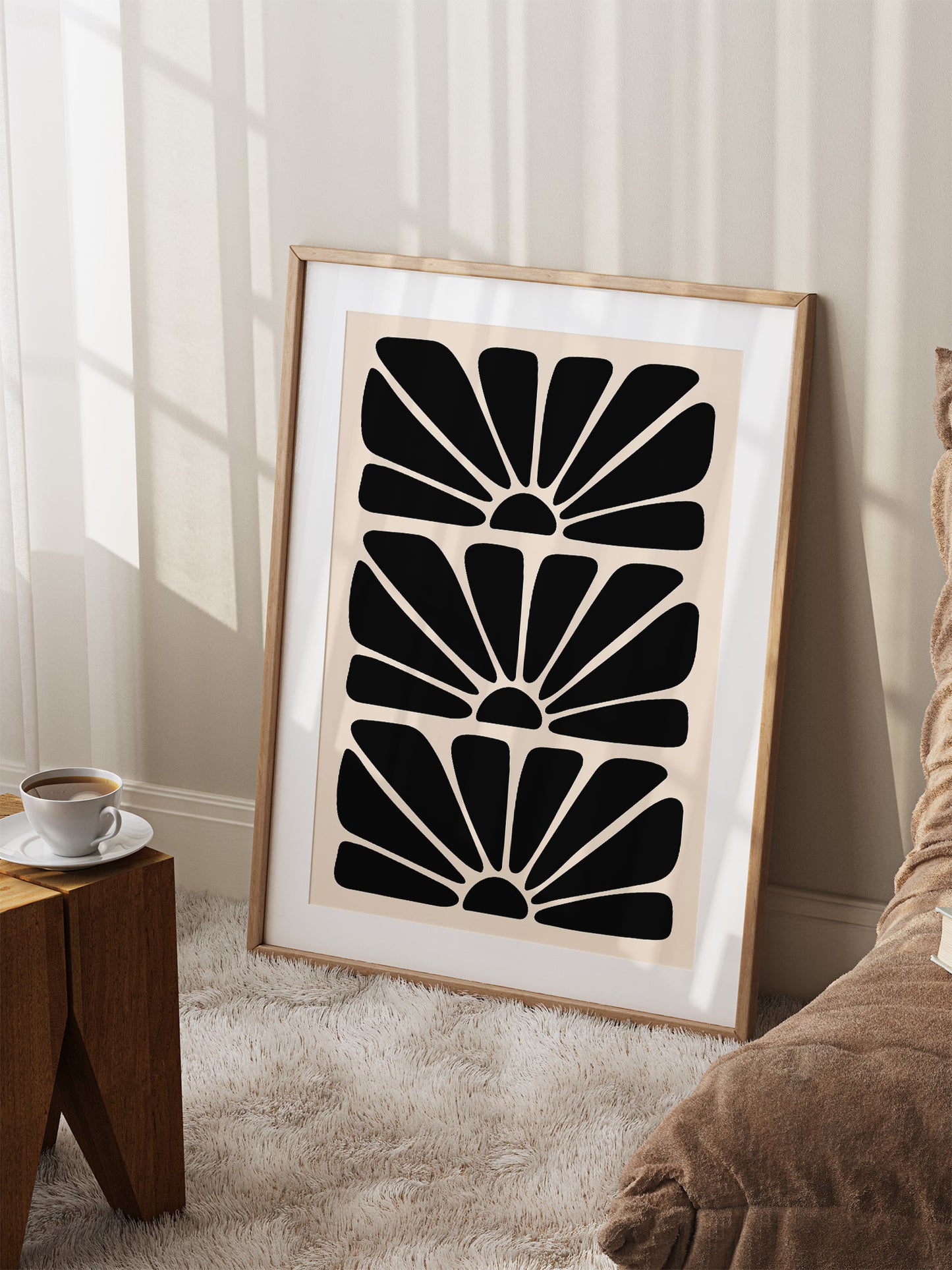 Black Boho Flower Poster