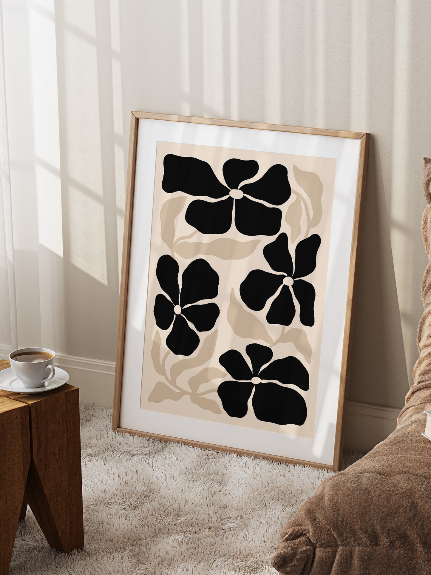 Beige Abstract Flower Print | Download