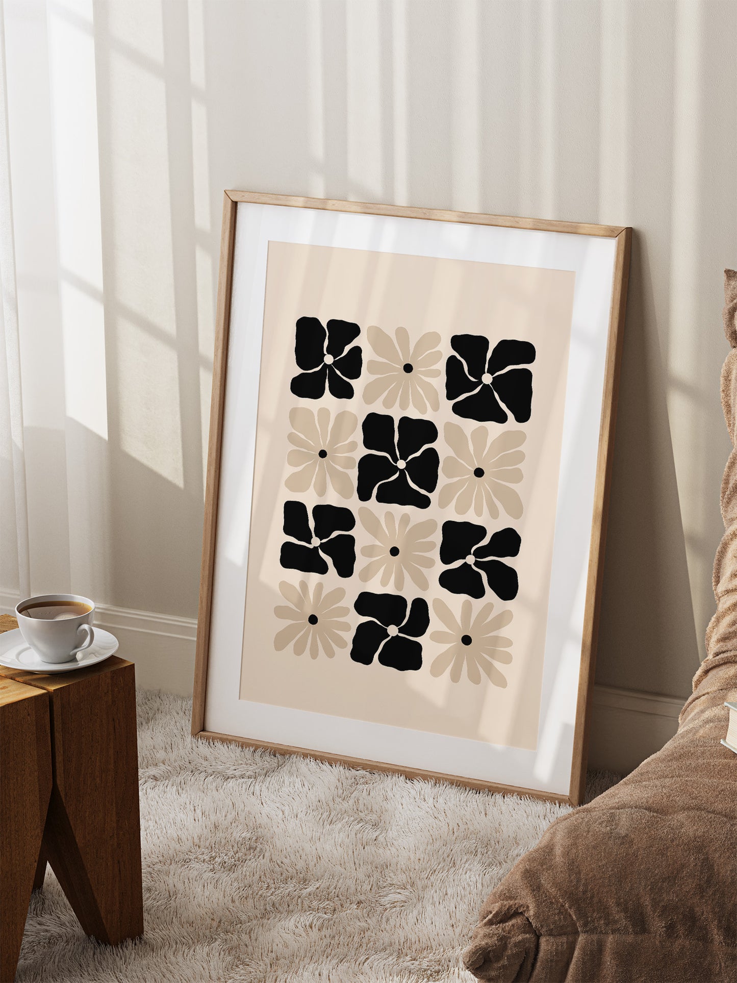 Neutral Retro Floral Print | Download