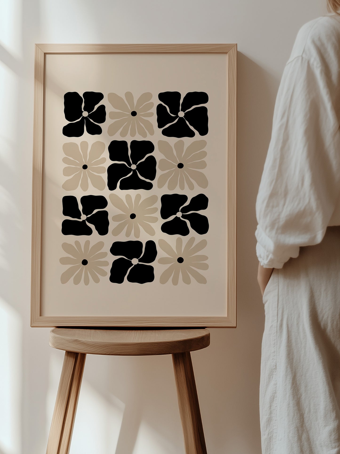 Neutral Retro Floral Print | Download
