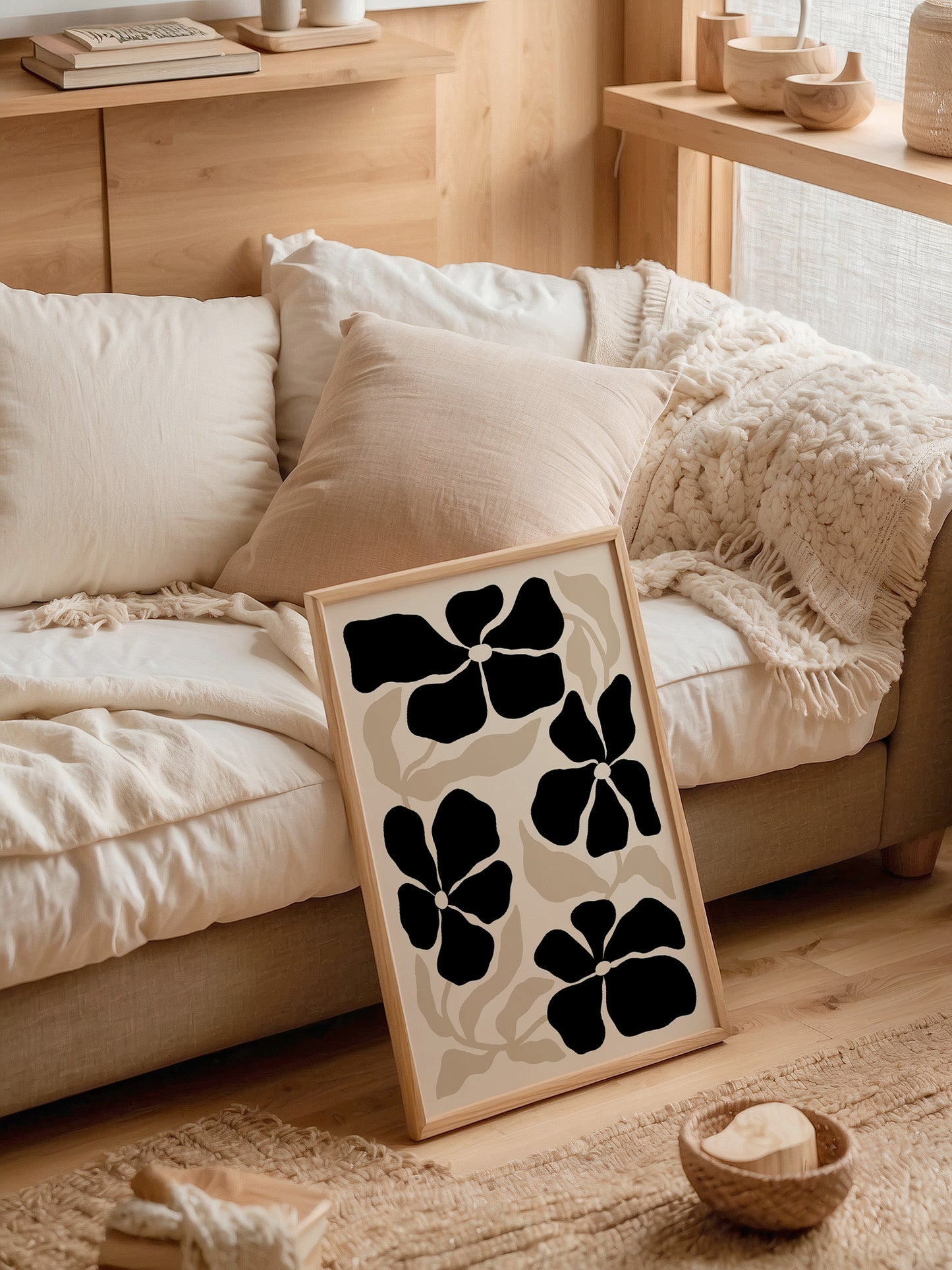 Beige Abstract Flower Print | Download