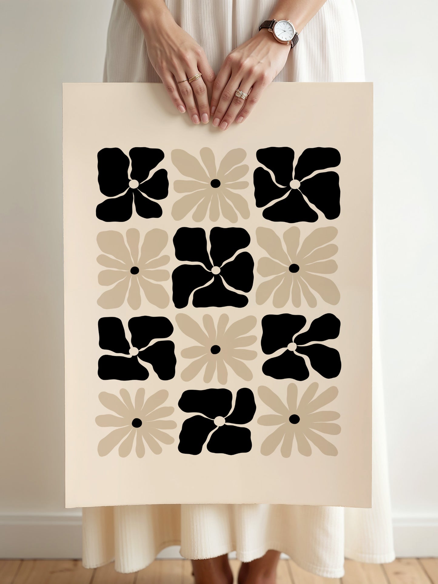 Neutral Retro Floral Print | Download