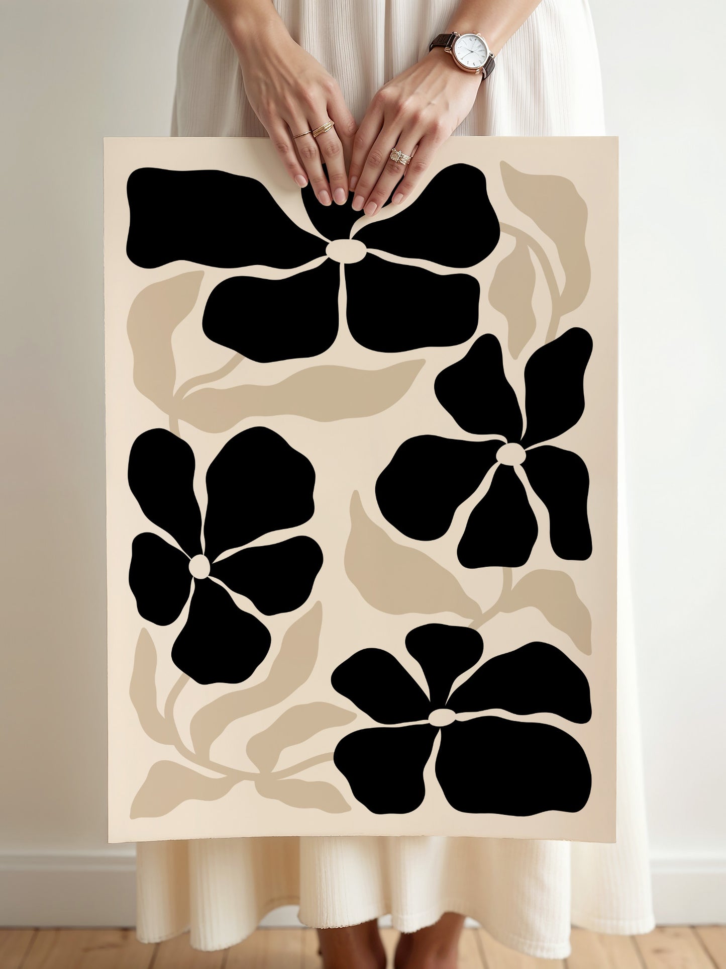 Beige Abstract Flower Print | Download