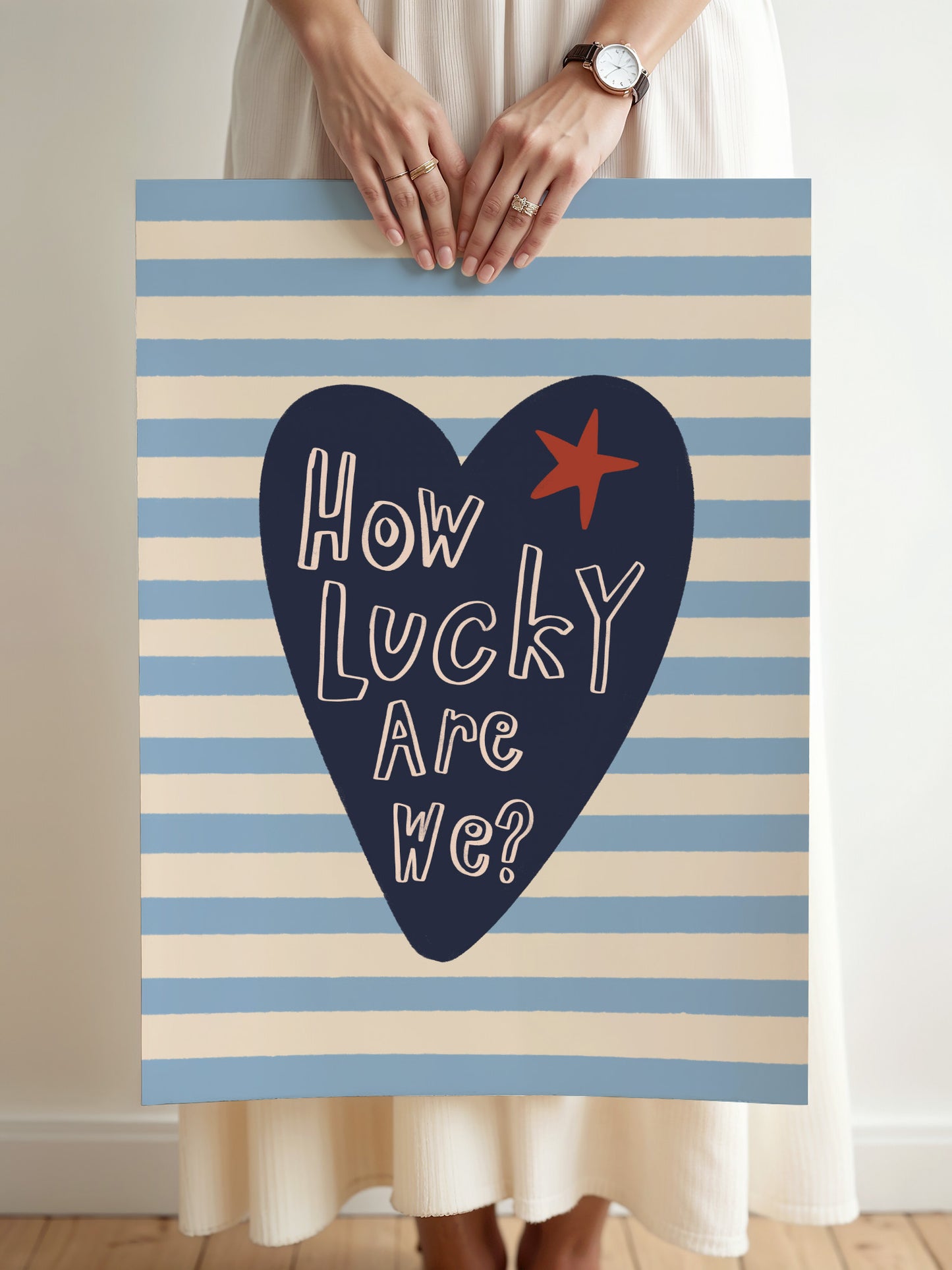 How Lucky Are We Print, Blue