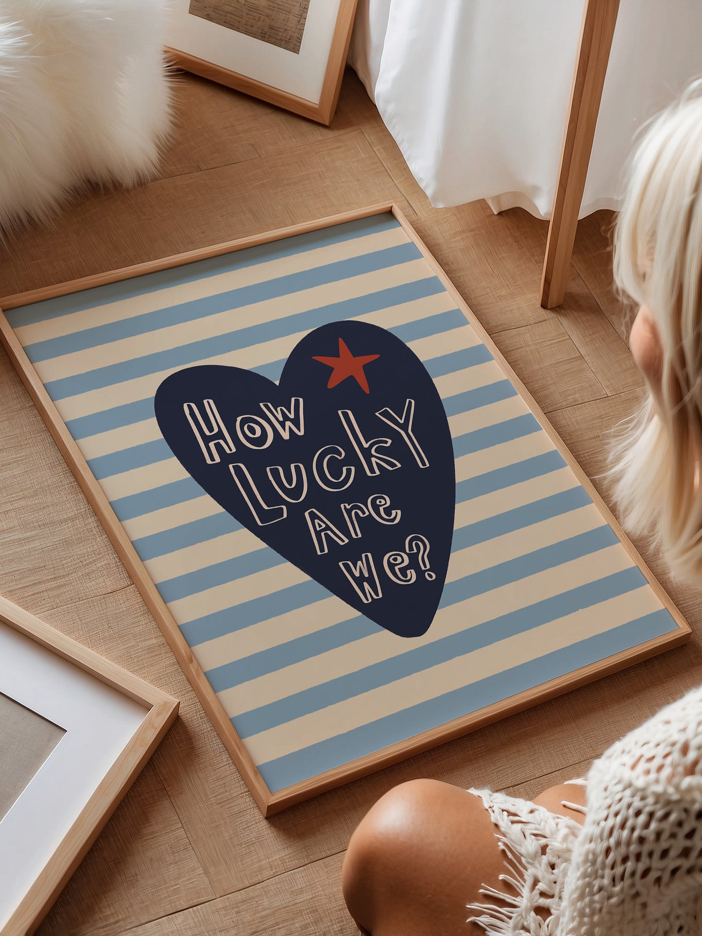 How Lucky Are We Print, Blue