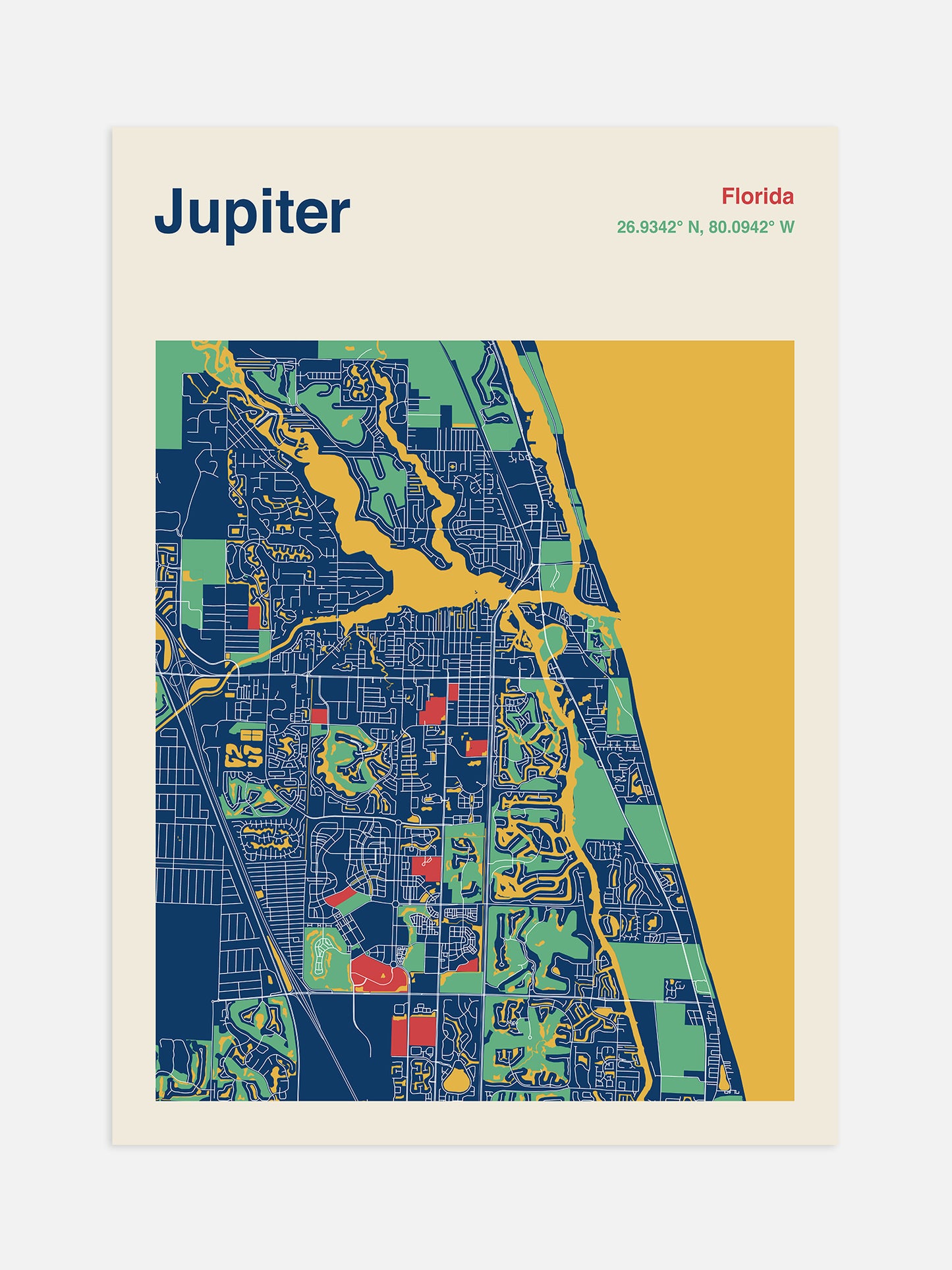 Jupiter FL Map Print