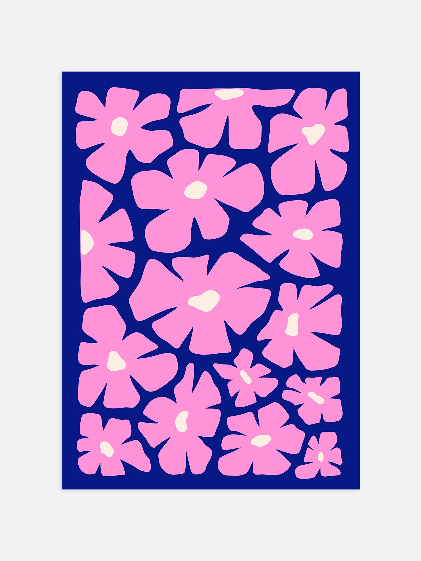 Retro Pink Floral Art Print