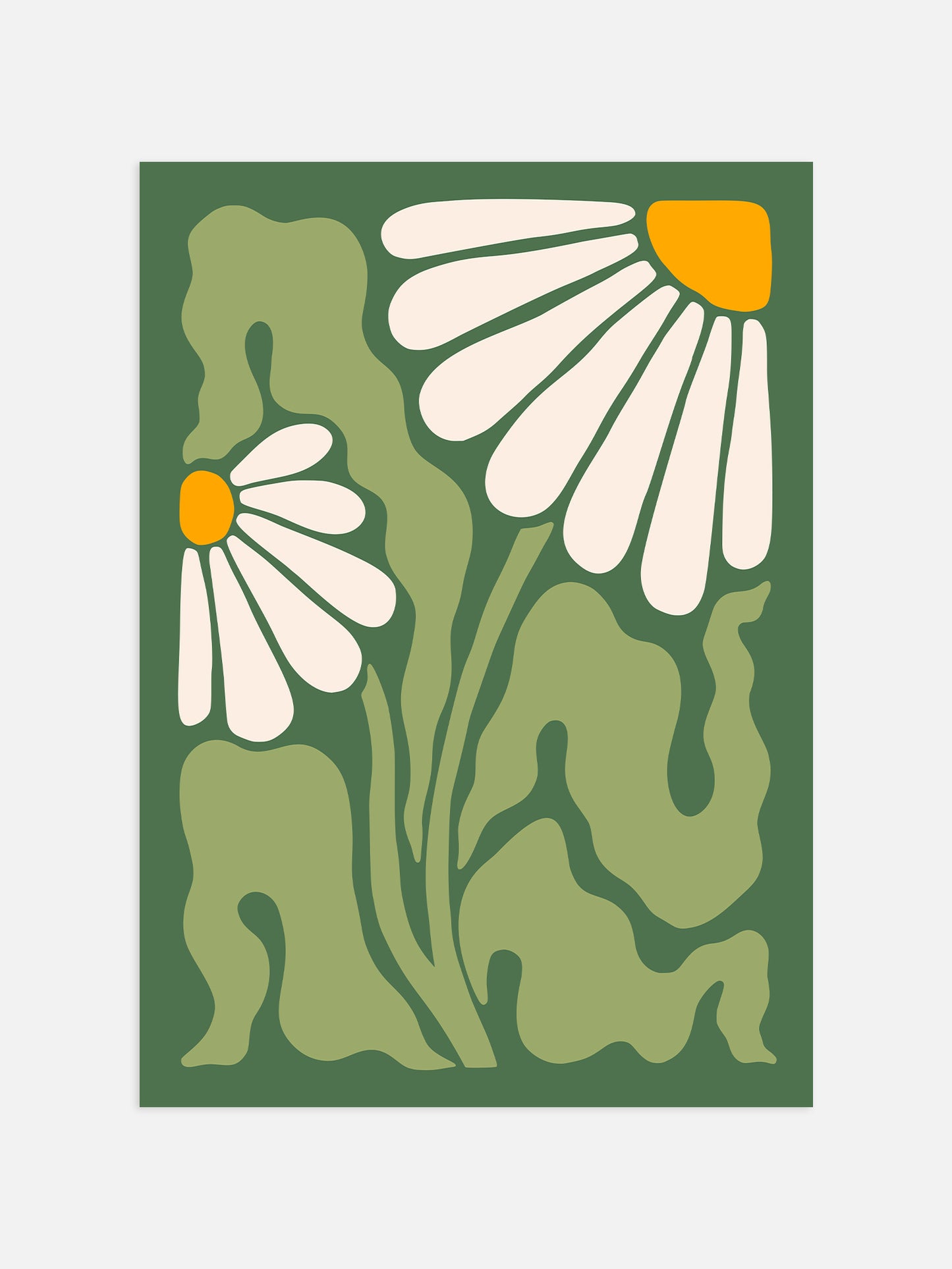 Green Abstract Daisy Print