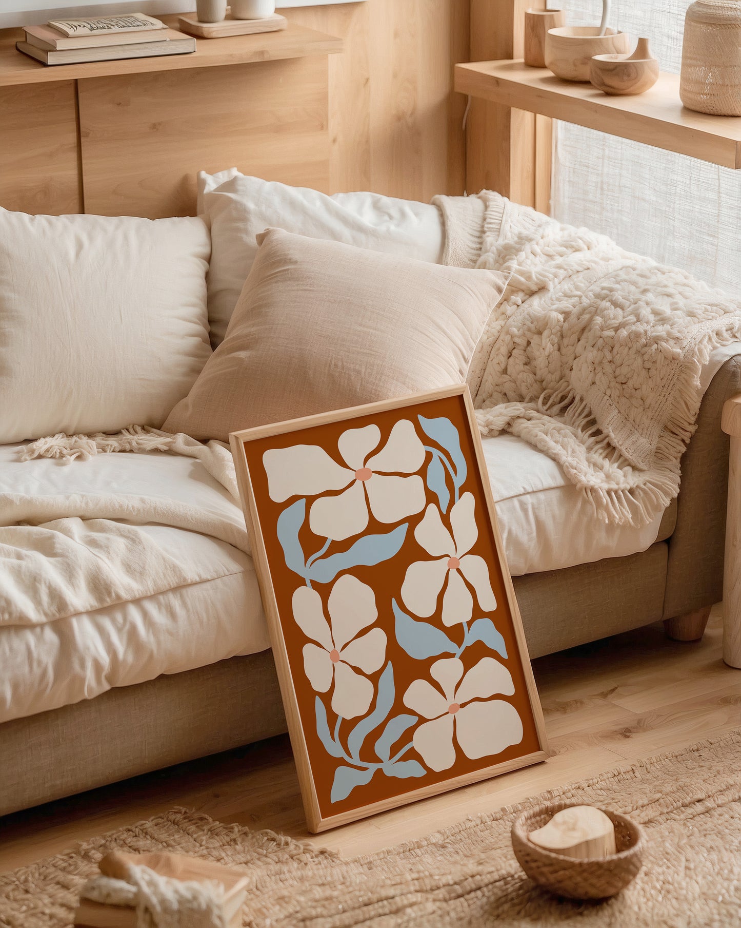 Terracotta Abstract Floral Poster