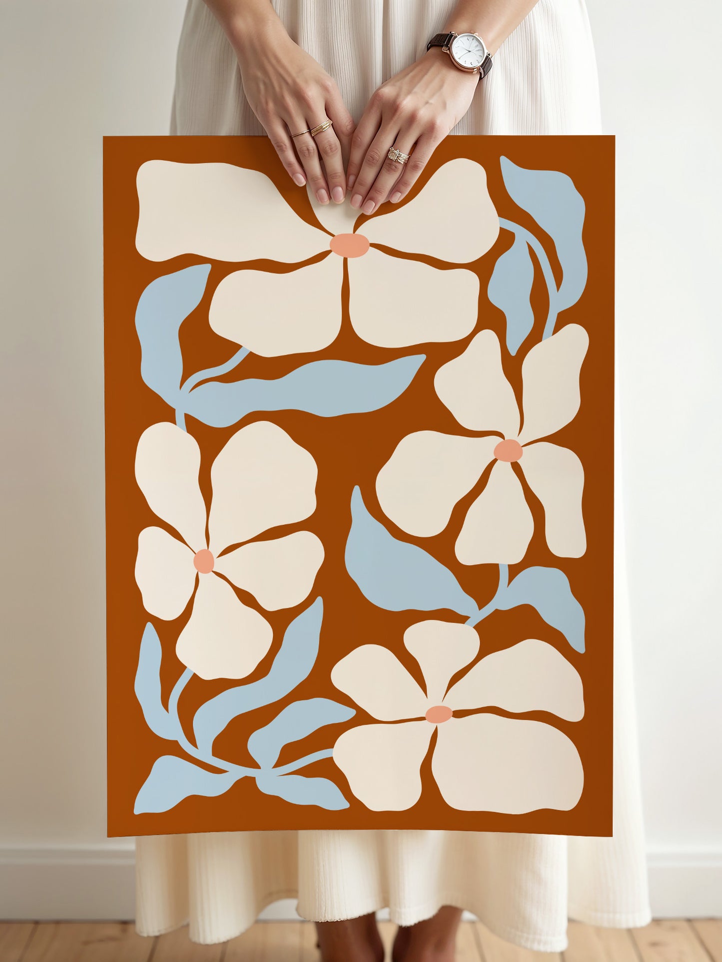 Terracotta Abstract Floral Poster