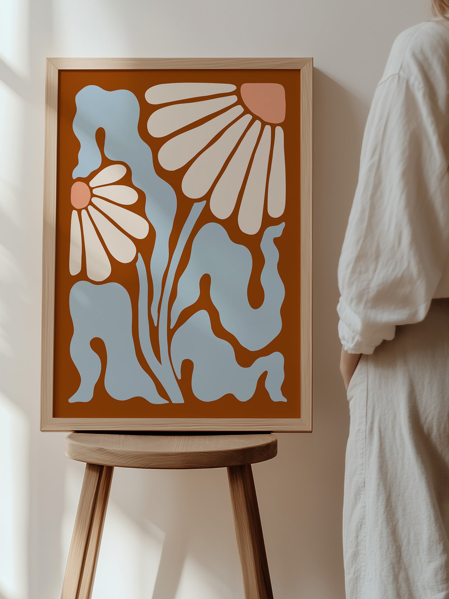 Terracotta Abstract Daisy Poster