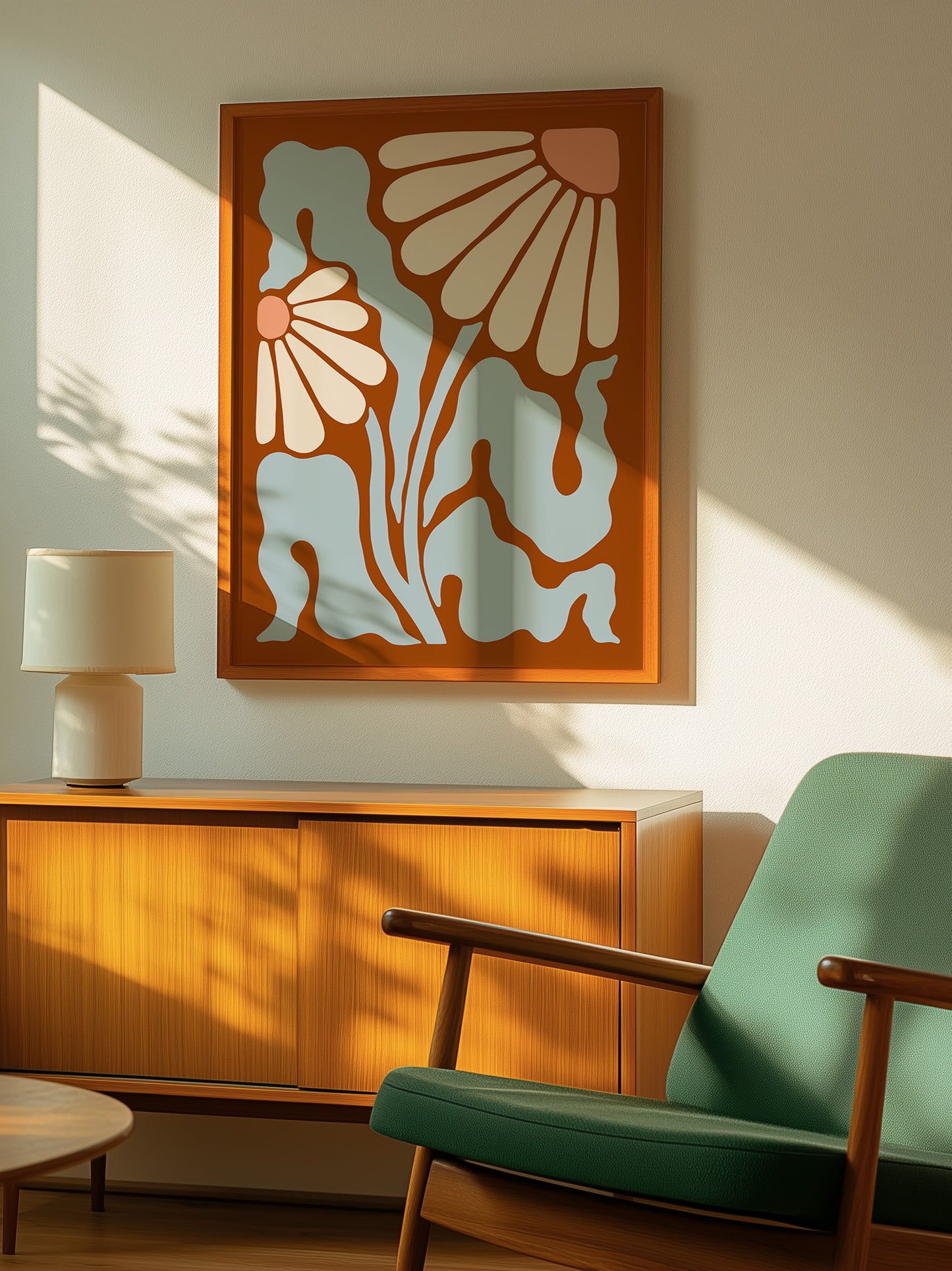 Terracotta Abstract Daisy Poster