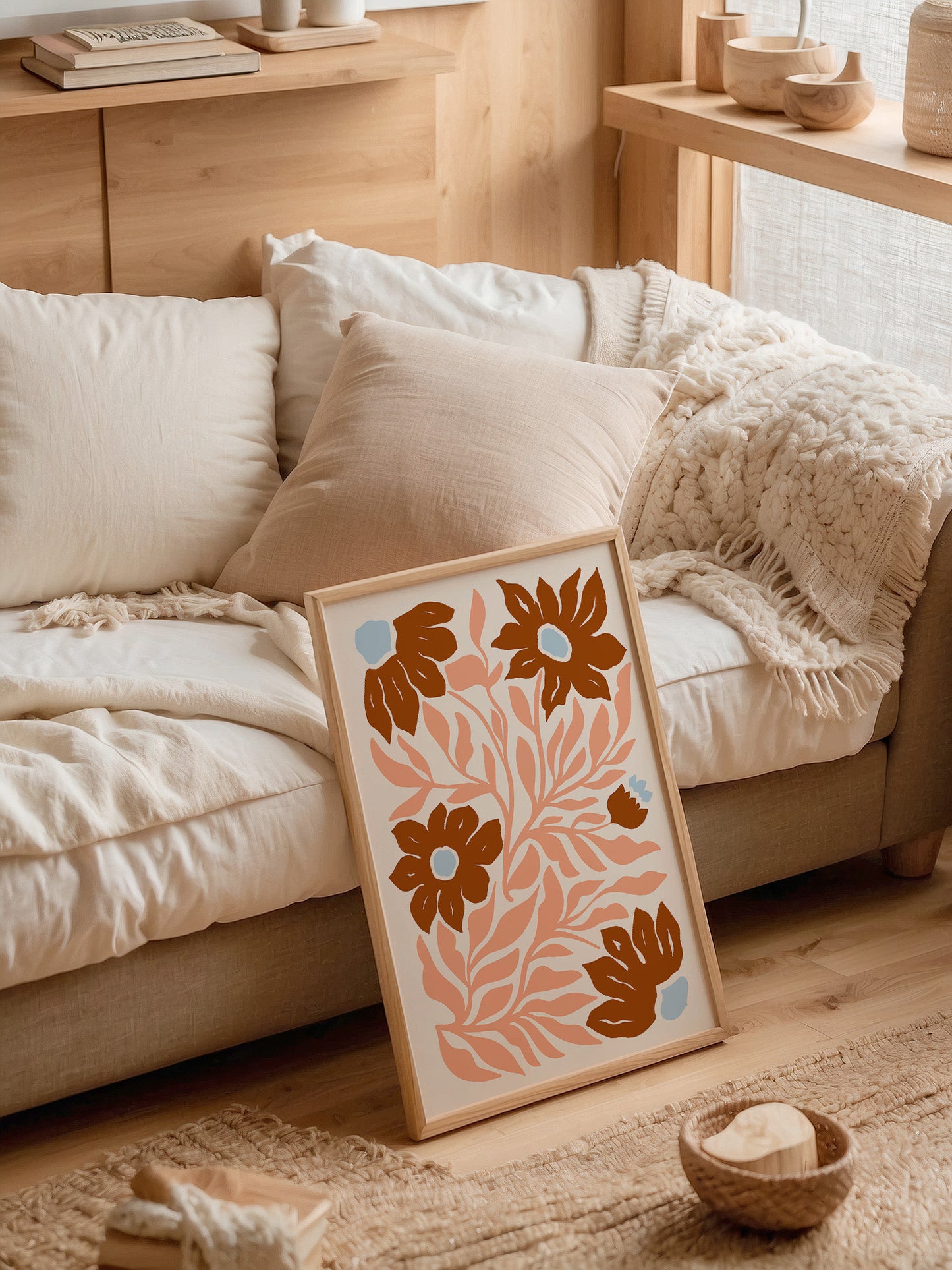 Terracotta Abstract Flower Print