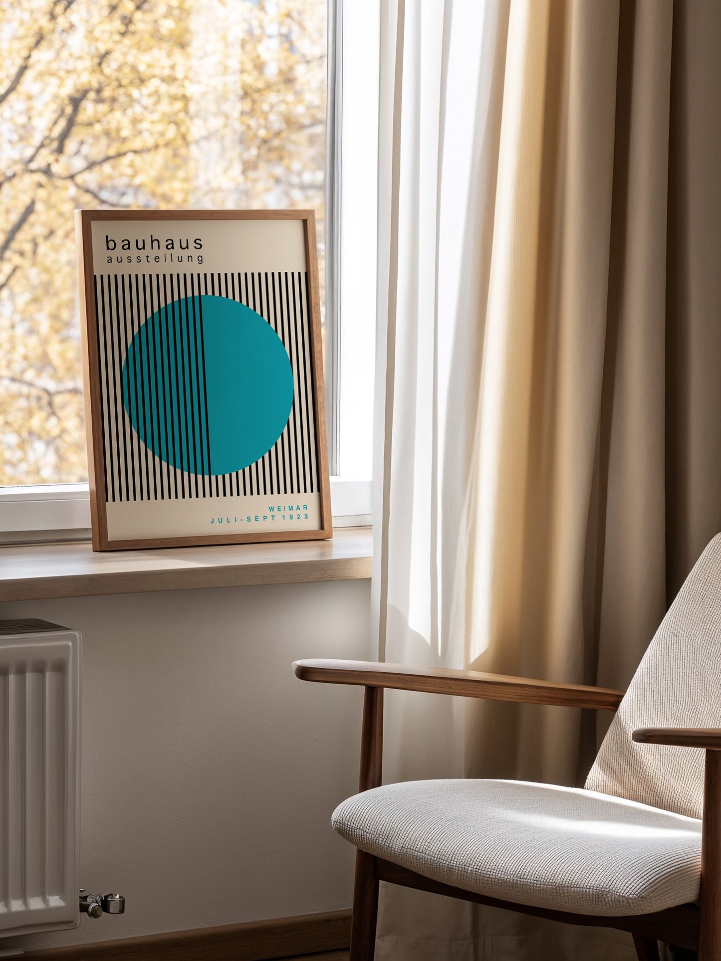 Bauhaus Wall Art – Turquoise Circle Mid Century Poster | Modernist Print