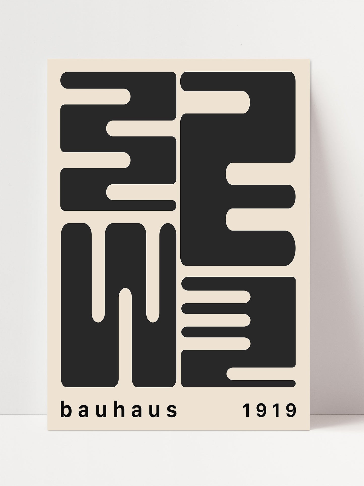 The image is a poster for the Bauhaus school of design established in 1919.