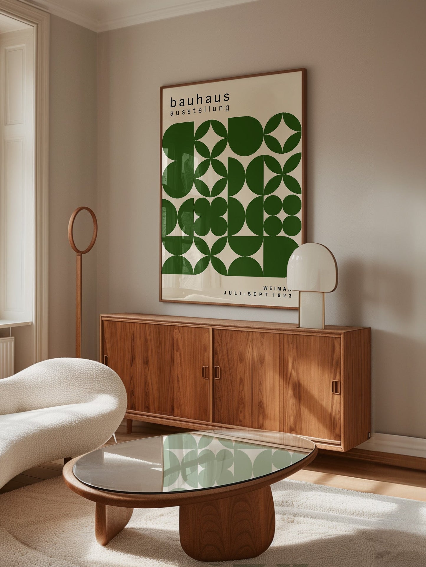 Green Bauhaus Print - Geometric Art Print | Modernist Poster Art Framed