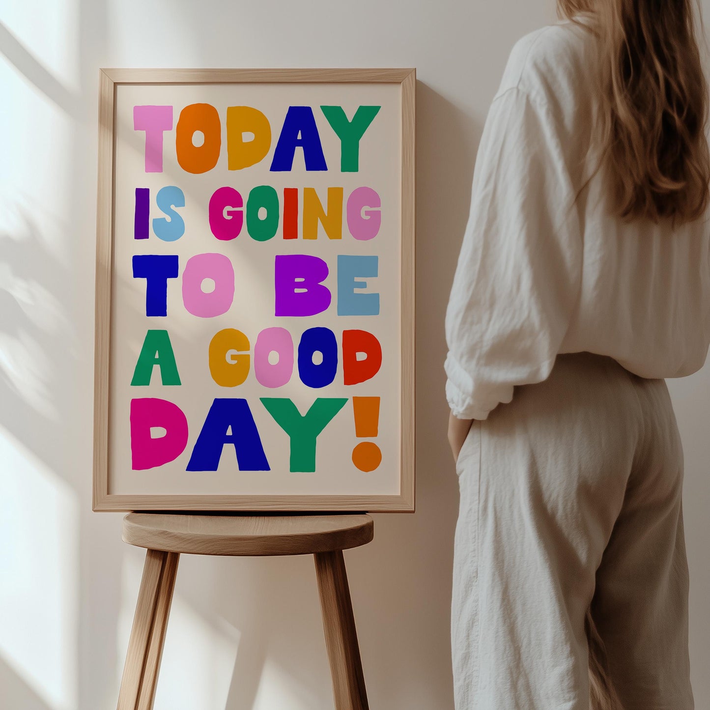 Positive Quote Print: Rainbow Typography, Kids Room Decor (Digital Download)