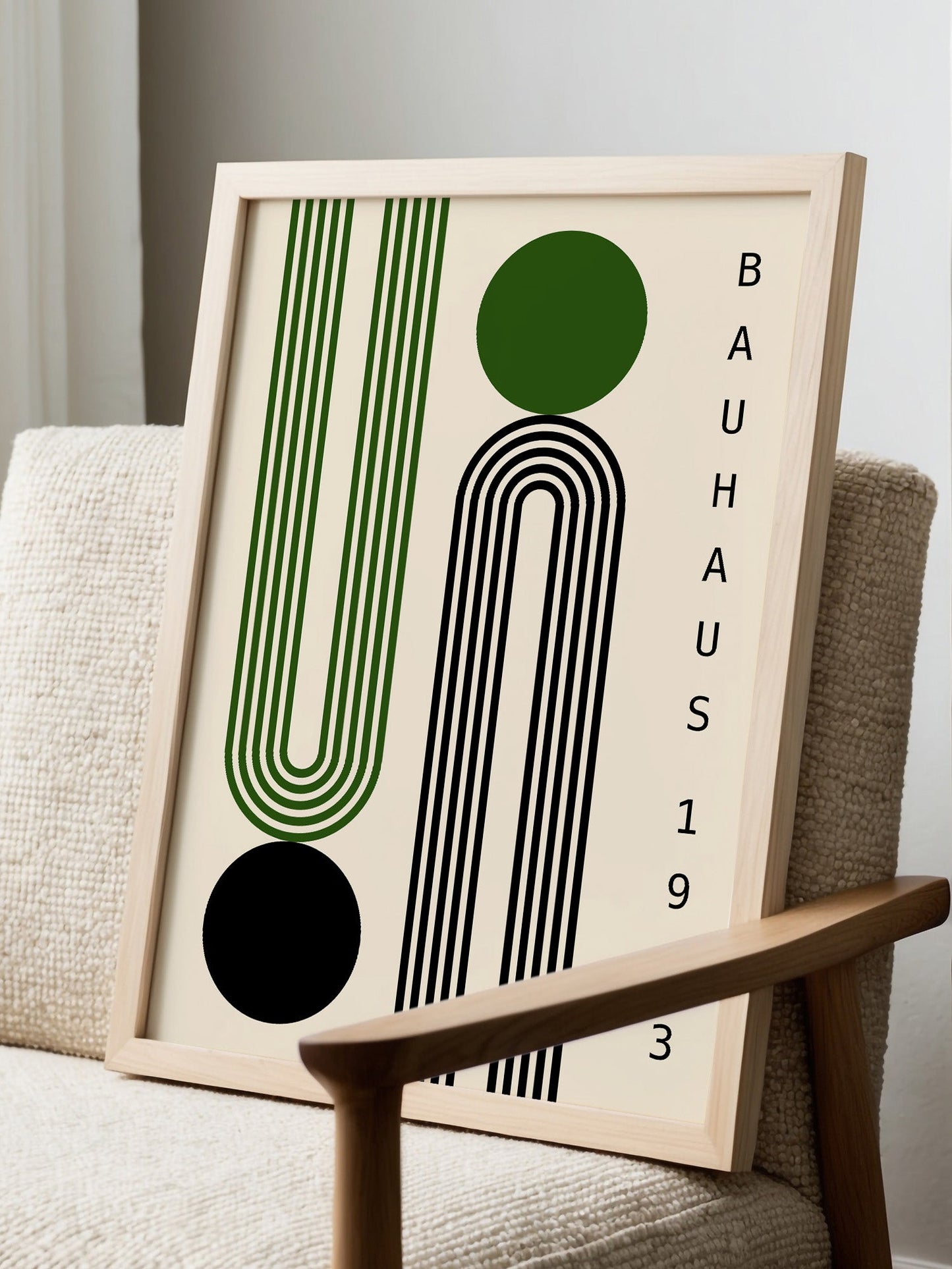 Bauhaus Poster – Mid Century Art Print With Black Green Geometric Design