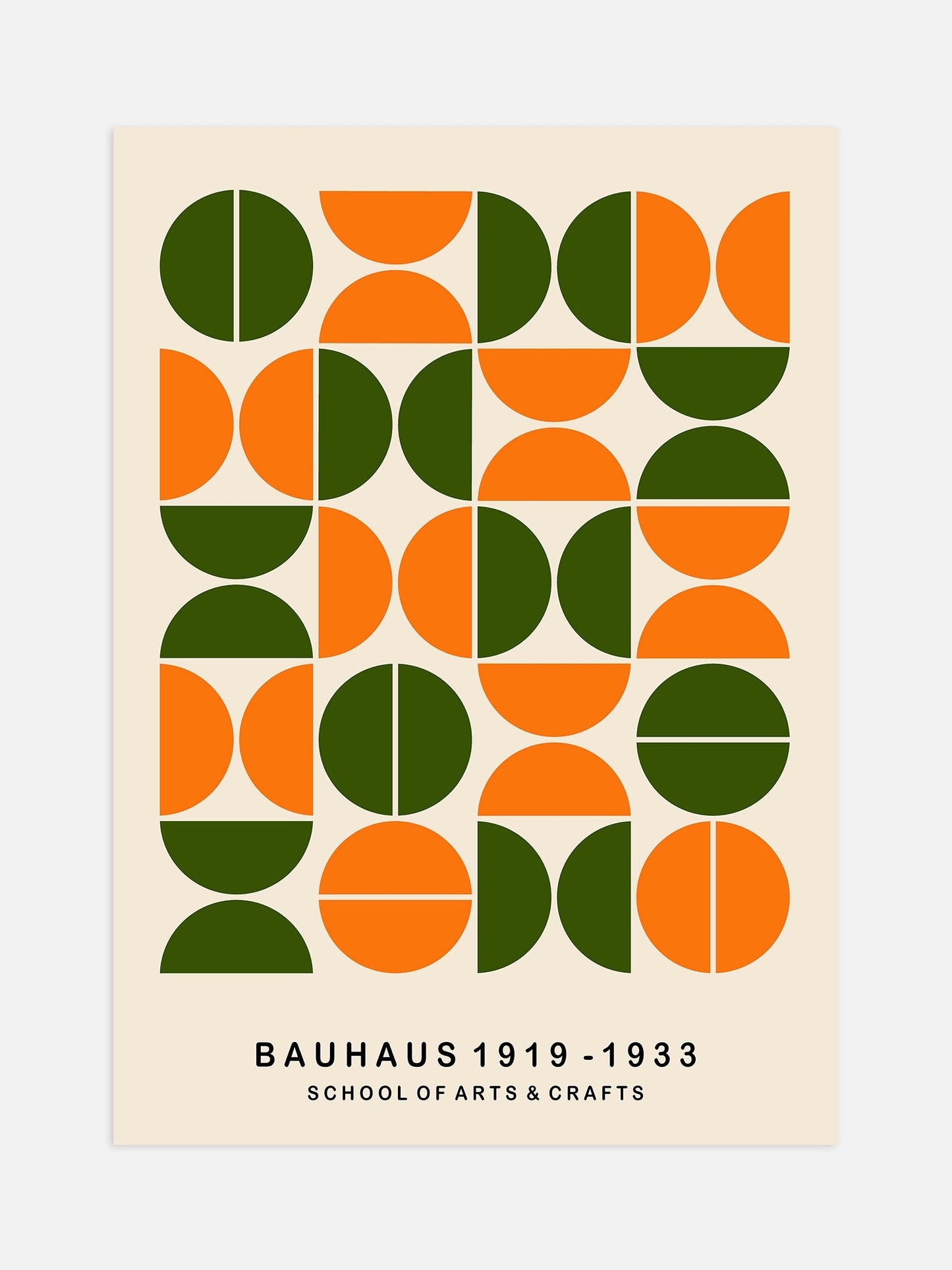 Bauhaus Poster - Mid Century Art Geometric Wall Art Orange Green Design