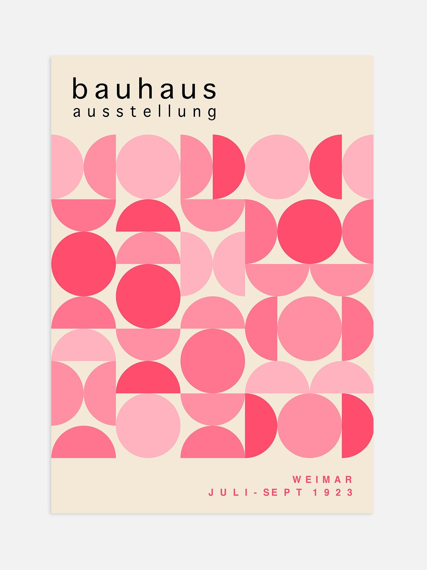 Bauhaus Poster - Pink Semi Circle Design | Modernist Art Print Framed Poster