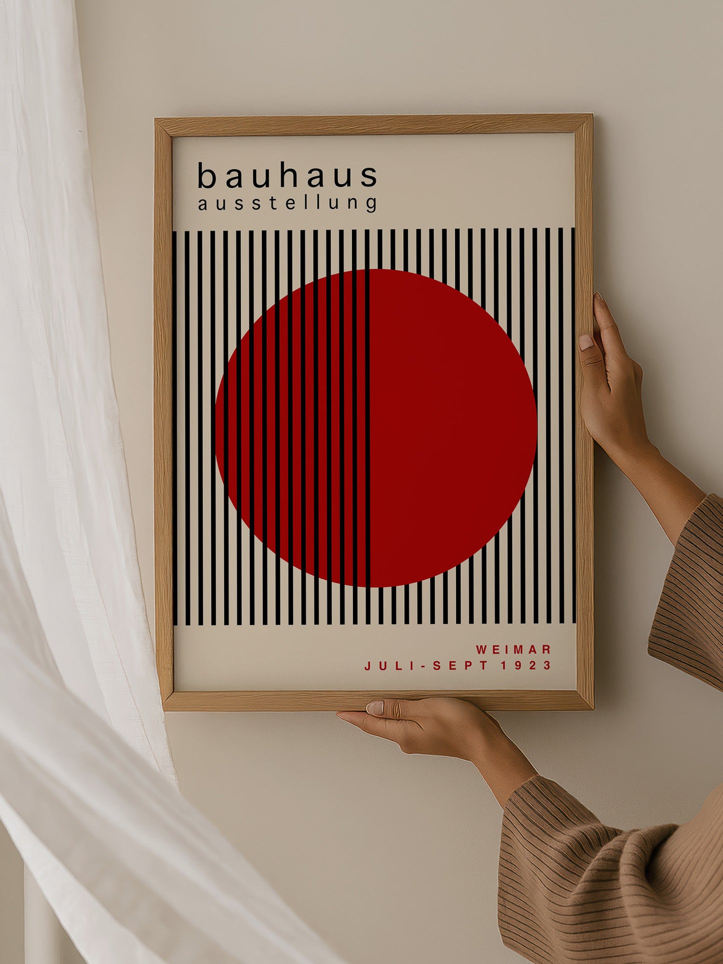 Set Of 3 Red Bauhaus Prints | Unframed Mid Century Modern Decor