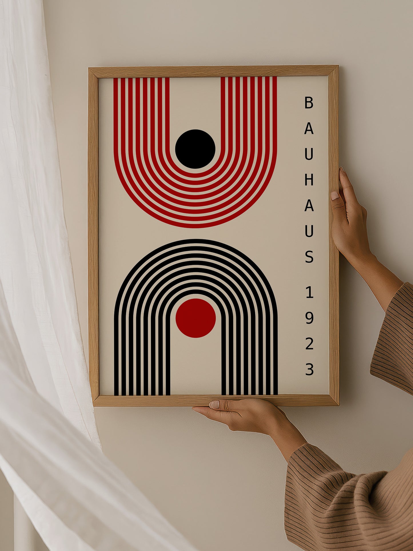 Set Of 3 Red Bauhaus Prints | Unframed Mid Century Modern Decor