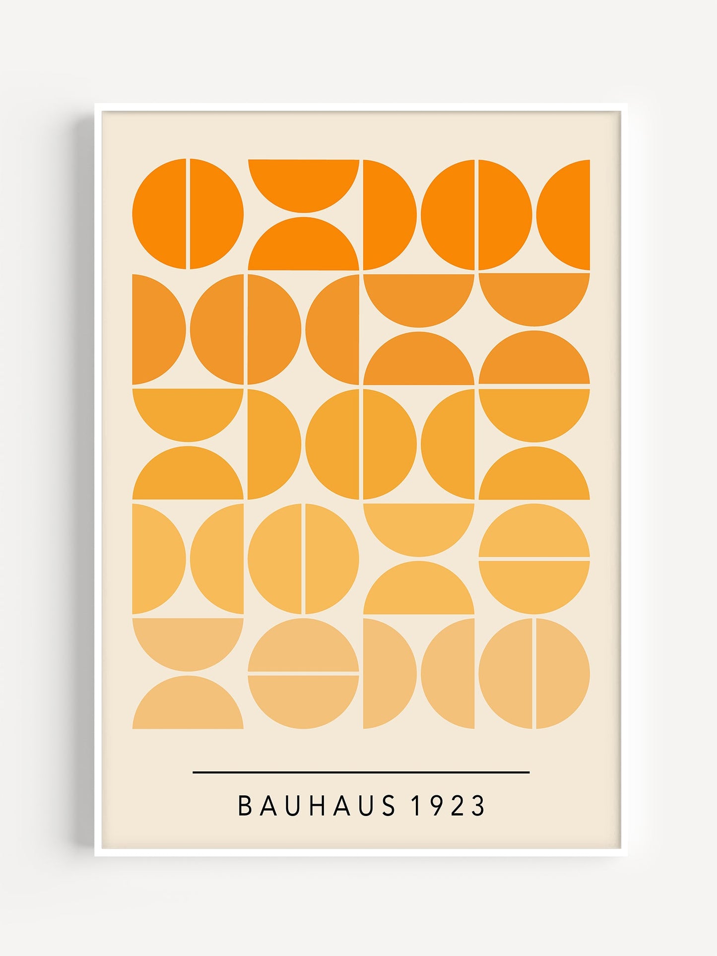 Bauhaus Poster Featuring Orange Semi Circles | Mid Century Wall Art Print