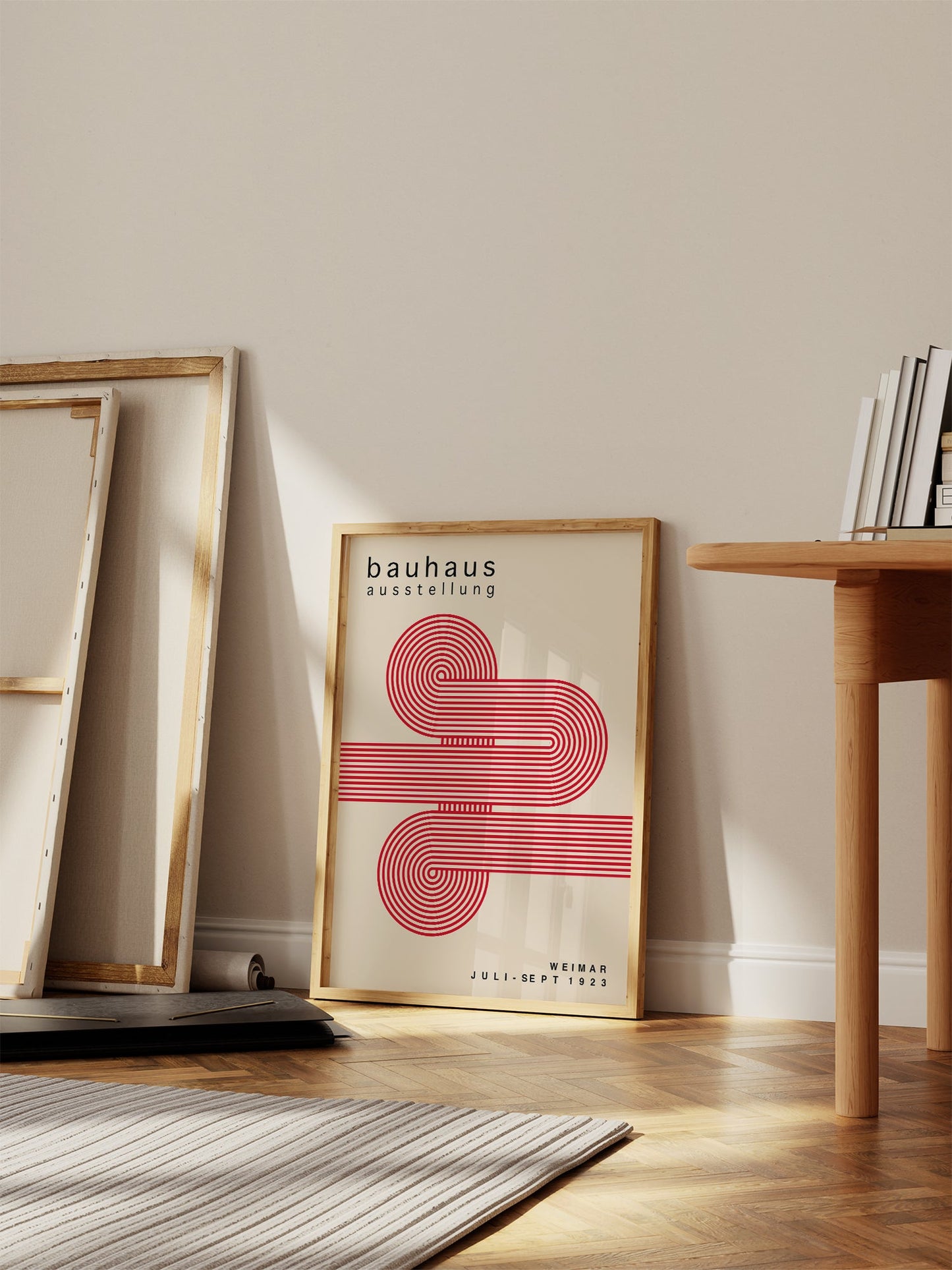 Bauhaus Art Print - Red Geometric Poster | Minimalist Wall Art Framed