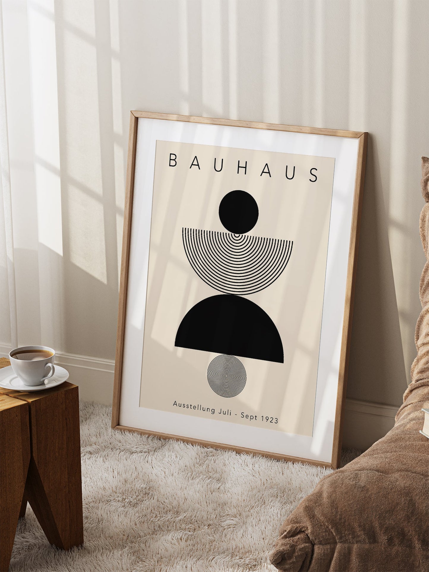 Bauhaus Poster – Black Cream Print | Mid Century Modern Wall Art Framed