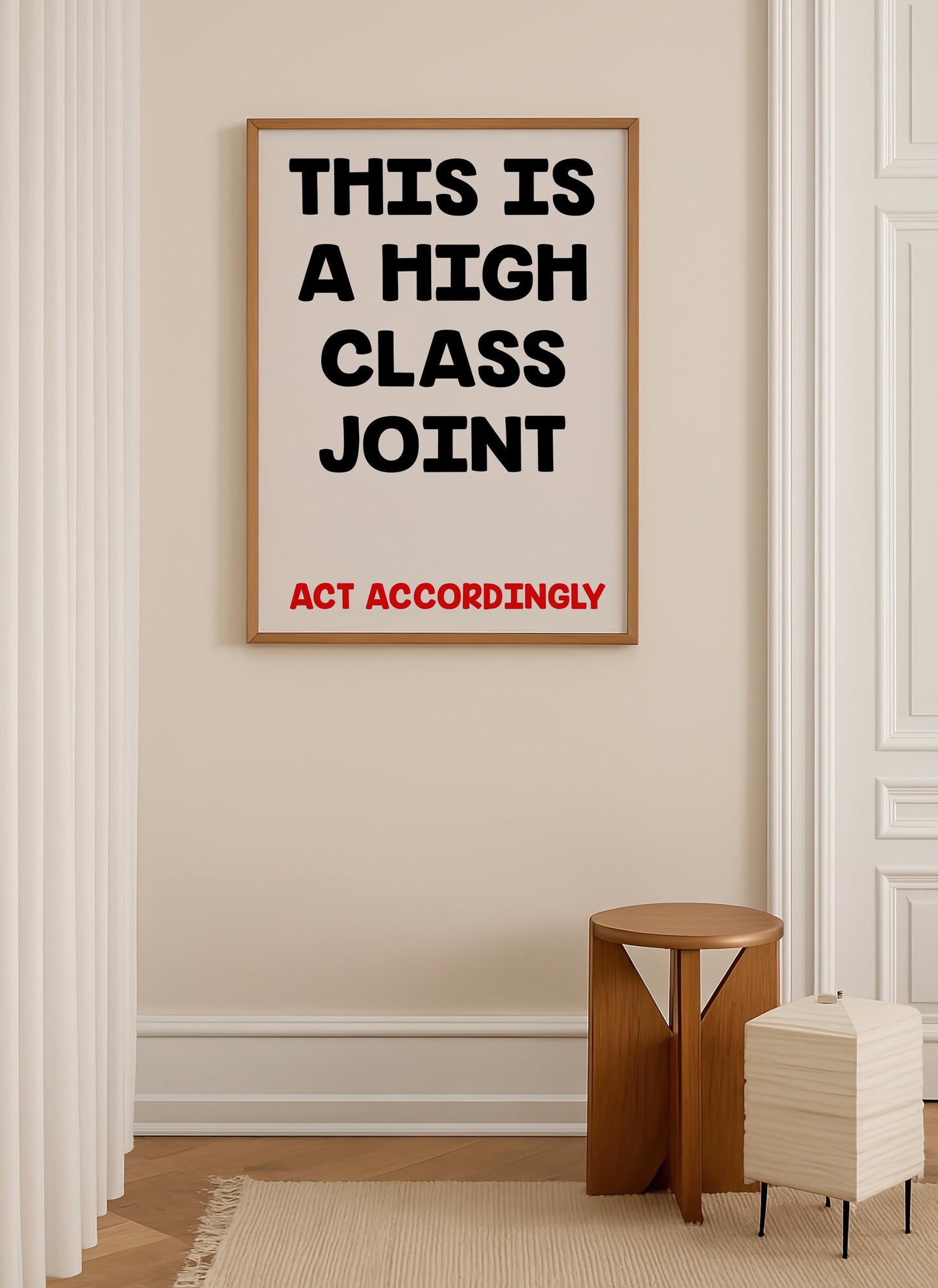 Retro Home Decor Print, 'High Class Joint' Quote | Framed Option Poster