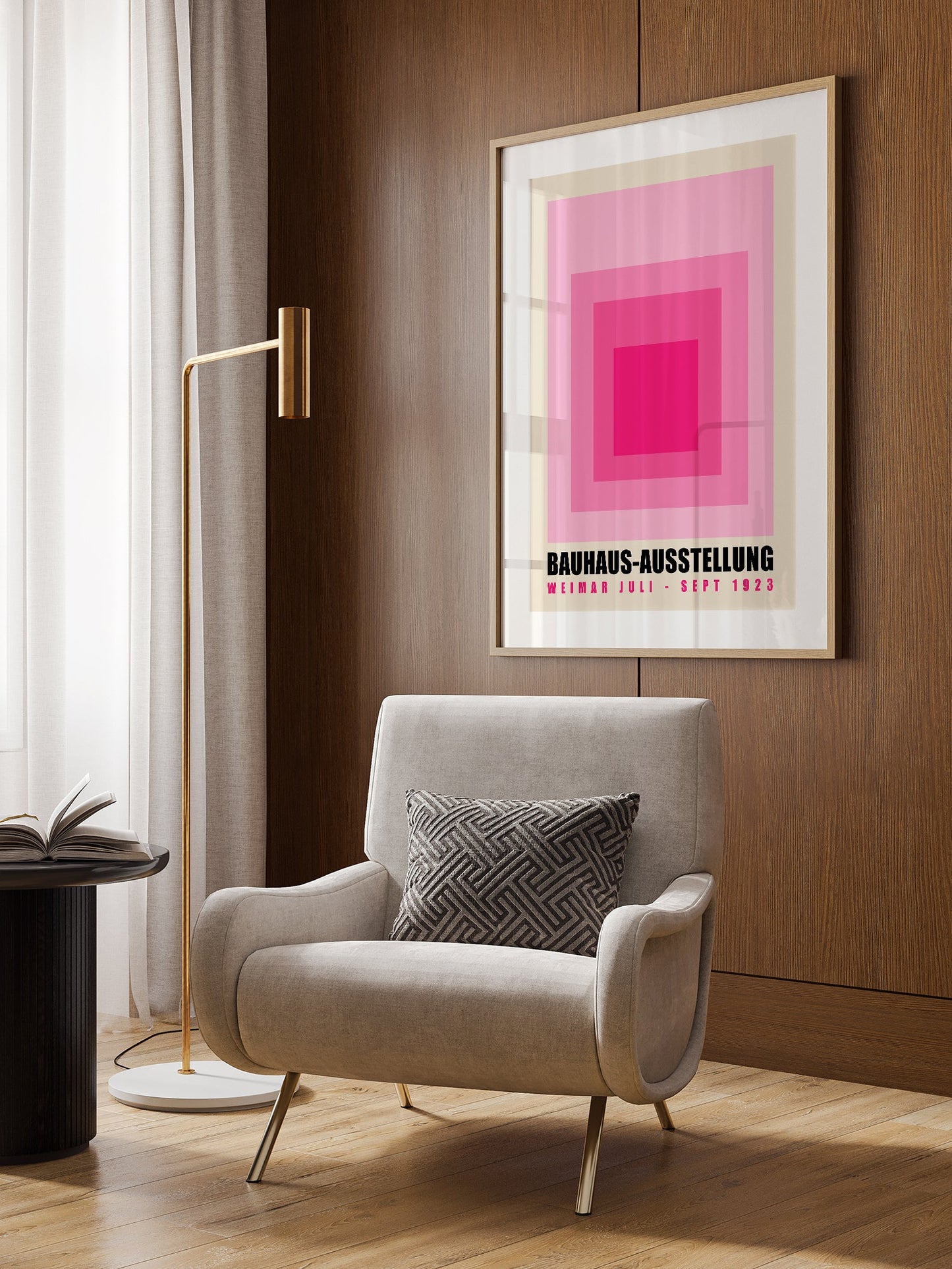 Bauhaus Poster – Pink Gradient Art Print | Modernist Geometric Wall Decor