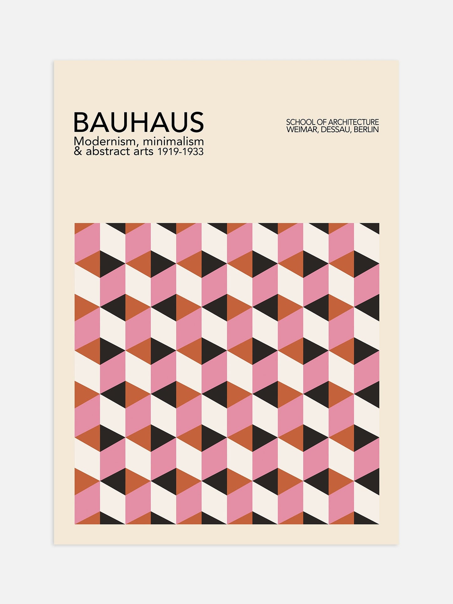 Bauhaus Poster – Modern Geometric Wall Art | Pink Mid Century Print