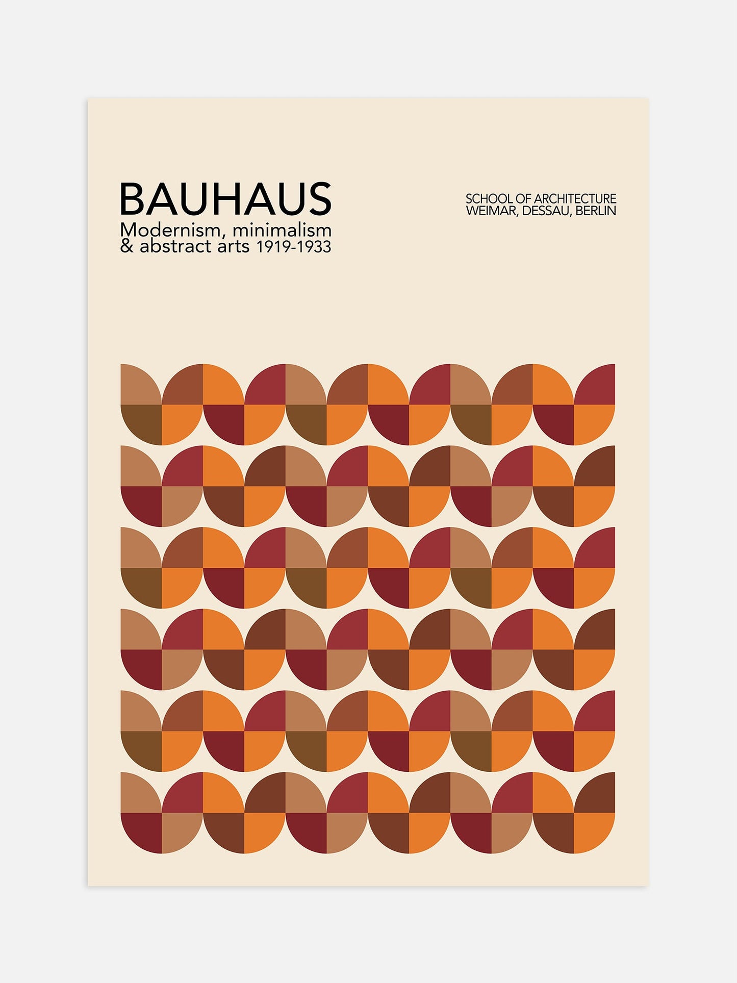 Bauhaus Poster - Mid Century Poster With Earthy Colour Print & Geometric Wall Art