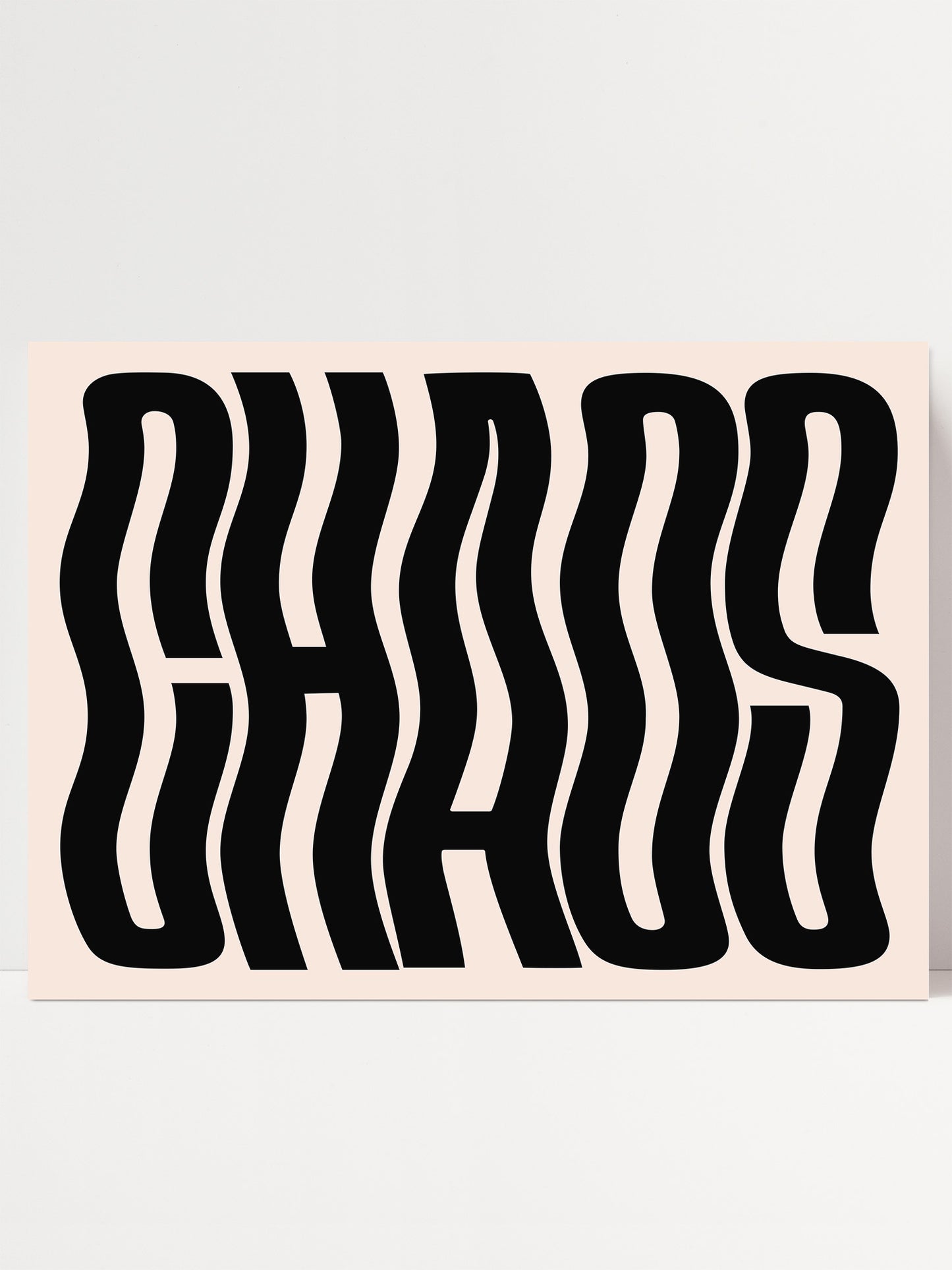 the word "CHAOS" in a stylized, wavy font.