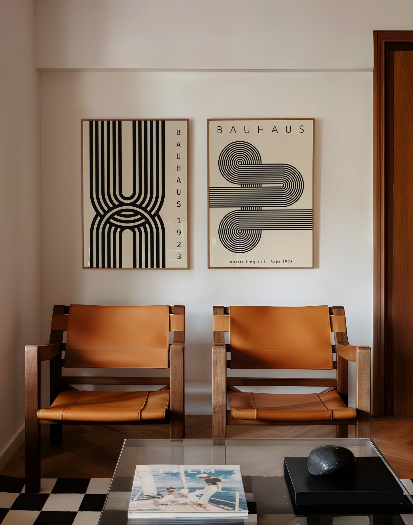 Set Of 2 Black Mid Century Modern Prints | Unframed Bauhaus Poster