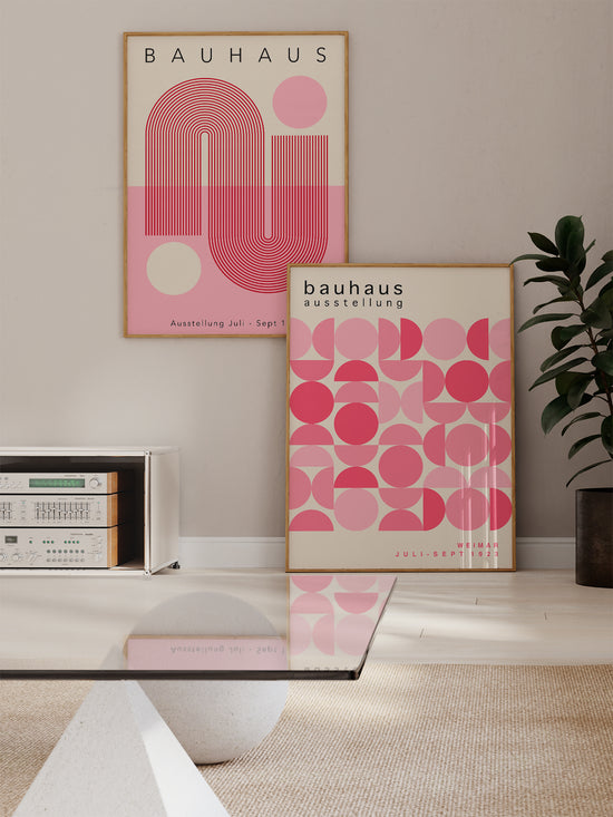 Set Of 2 Pink Bauhaus Prints | Digital Download