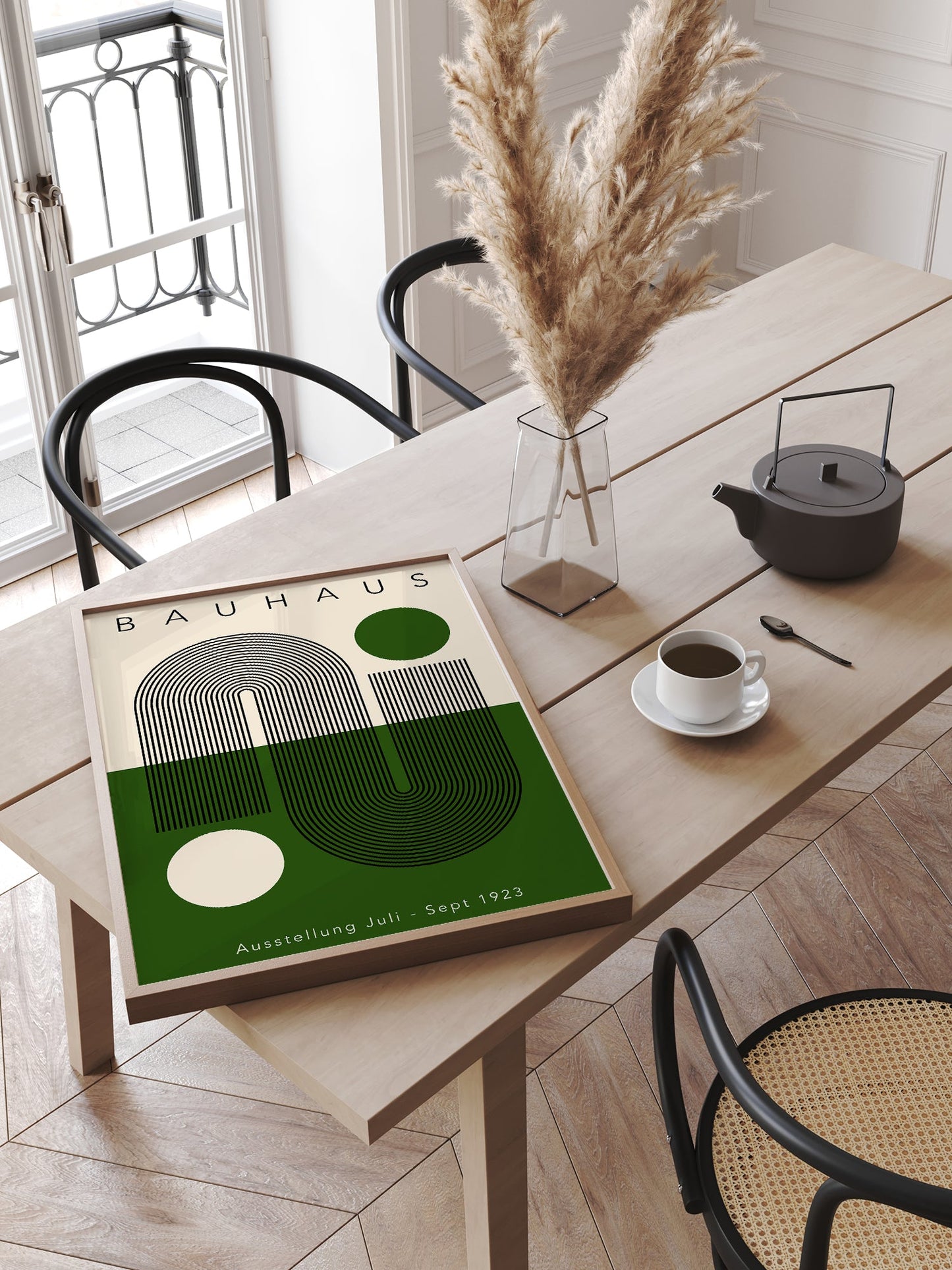 Green Bauhaus Poster – Mid Century Modern Art Print | Luxe Poster Co Framed