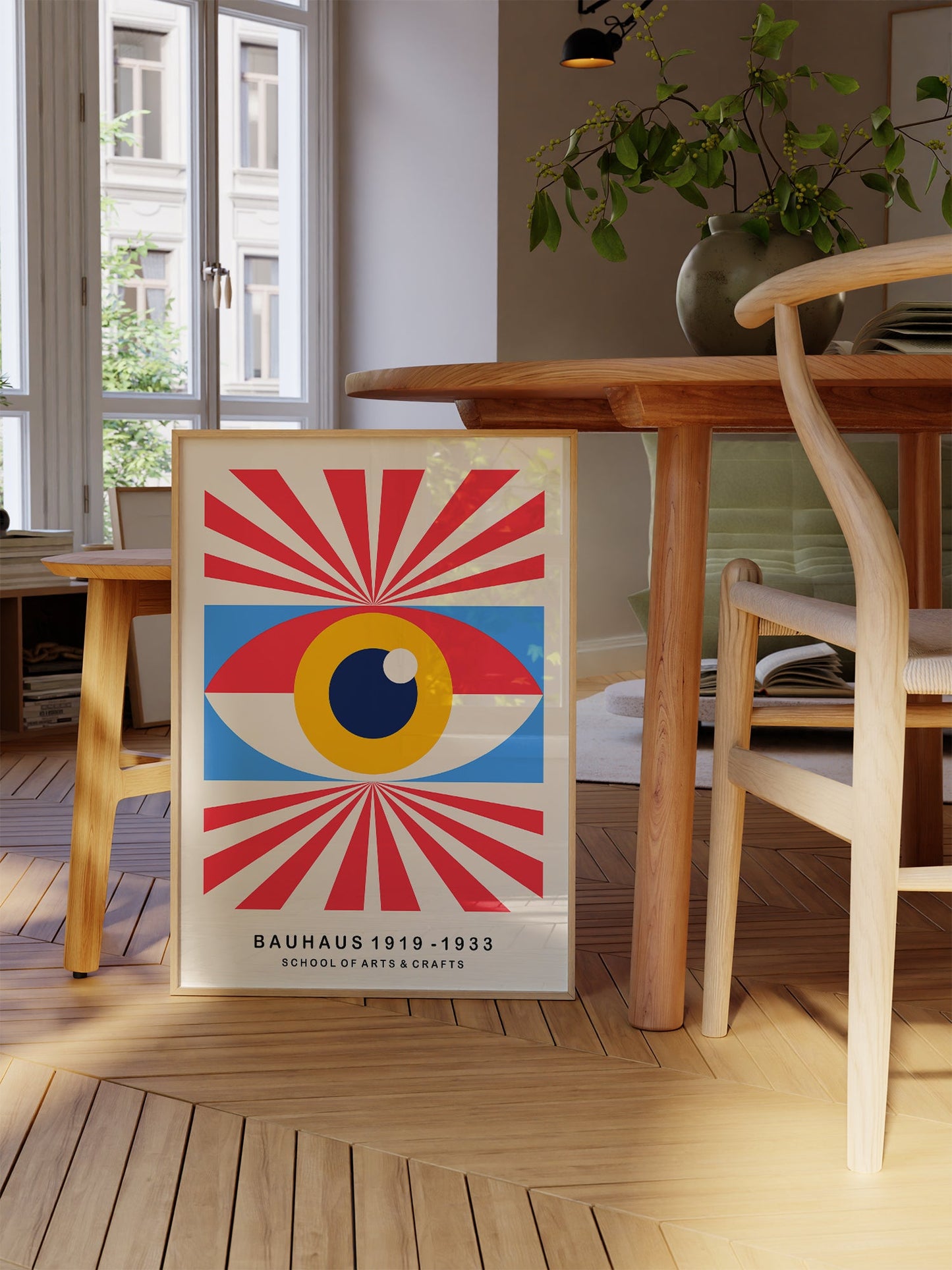 Bauhaus Eye Poster – Geometric Wall Art | Modernist Abstract Print, Framed