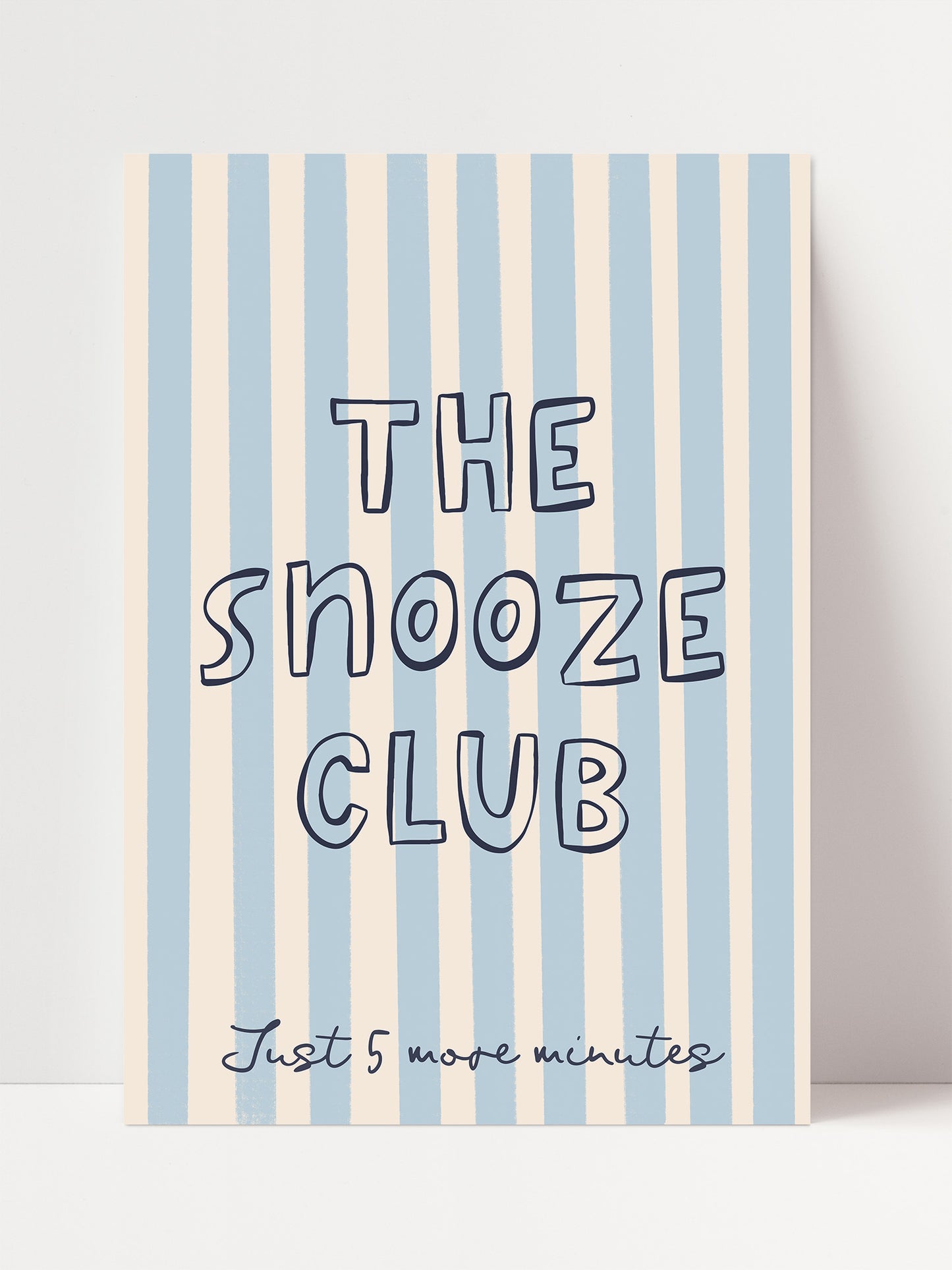The image is a poster for "The Shooze Club" that says "Just 5 more minutes".