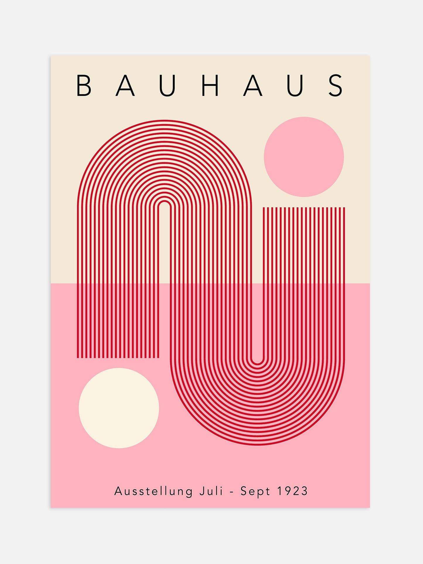 Bauhaus Poster - Pastel Pink And Cream Geometric Wall Art For Modern Home Decor