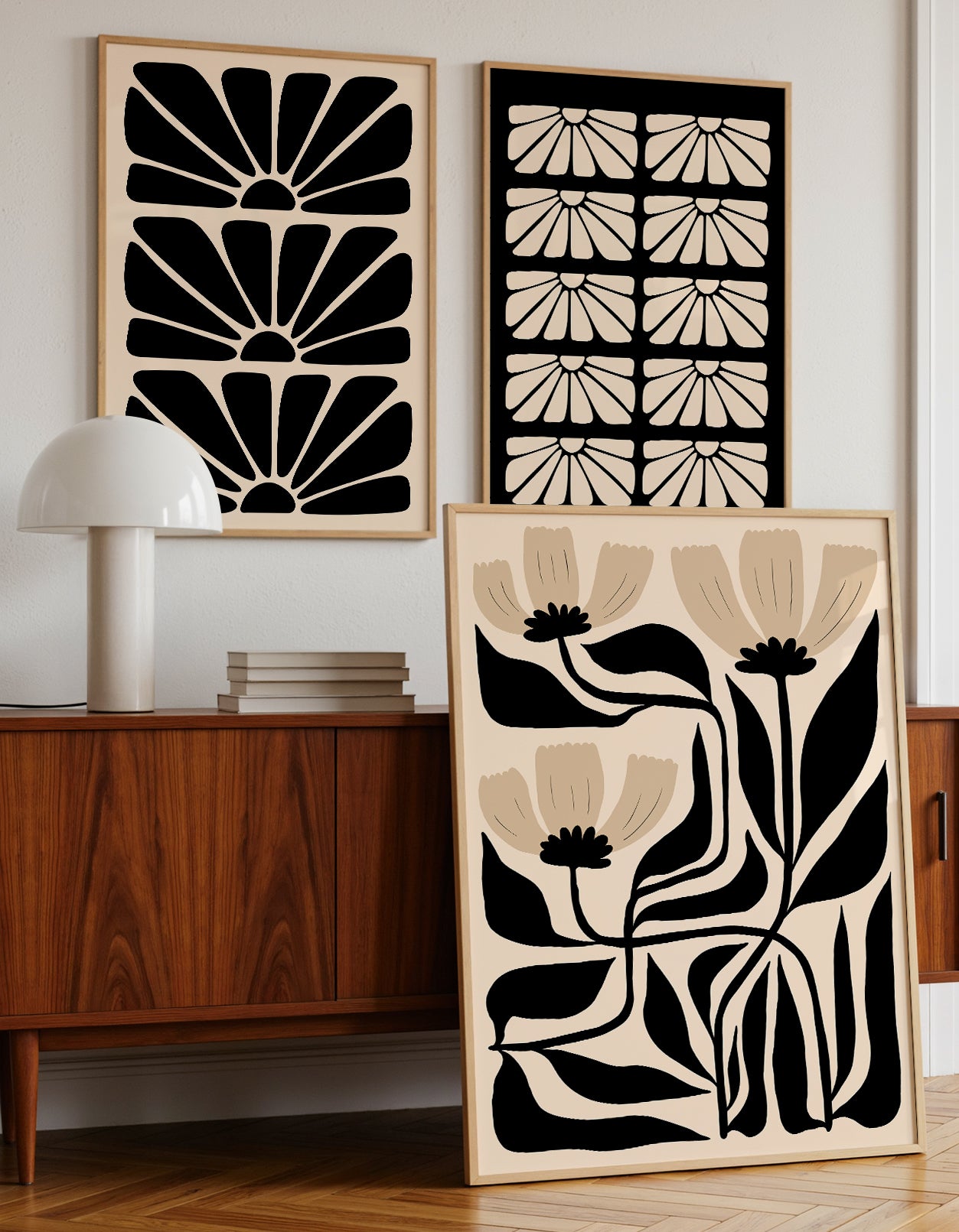 Set Of 3 Neutral Flower Prints | Digital Download