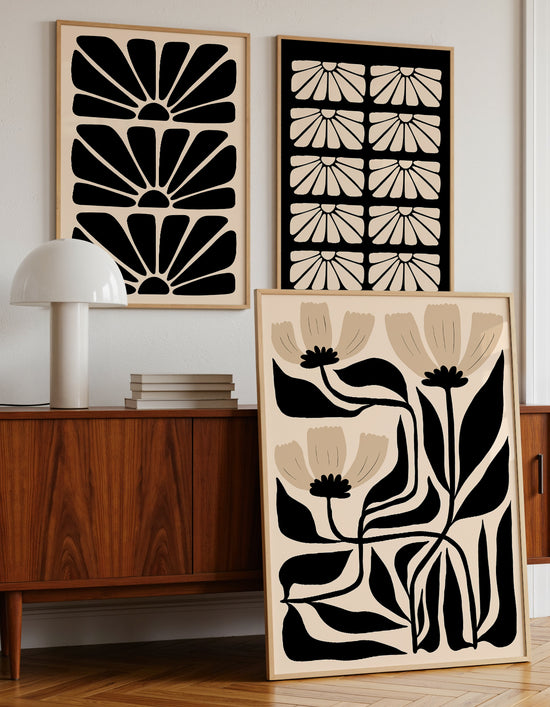 Set Of 3 Neutral Flower Prints | Digital Download