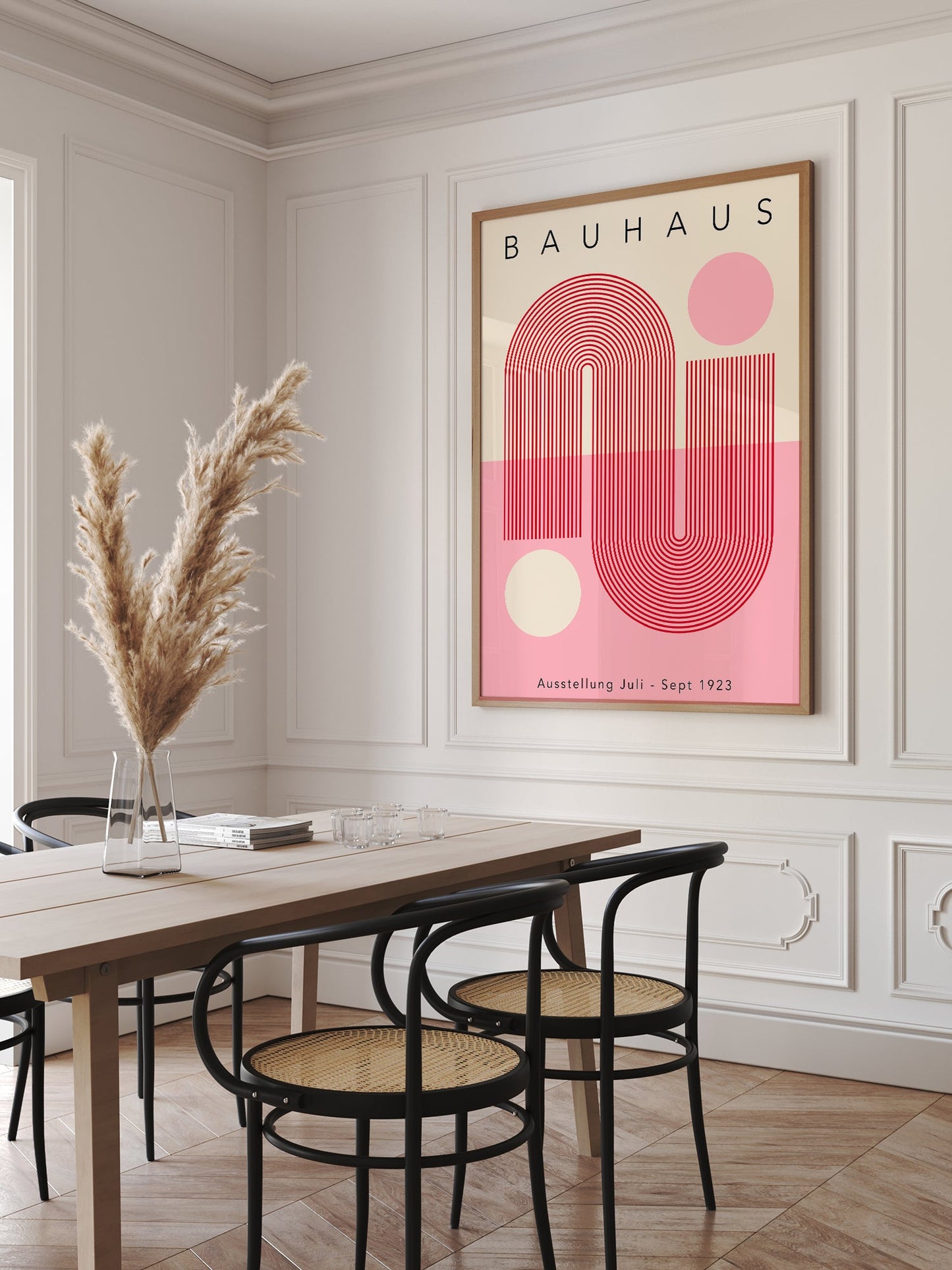 Bauhaus Poster - Pastel Pink And Cream Geometric Wall Art For Modern Home Decor