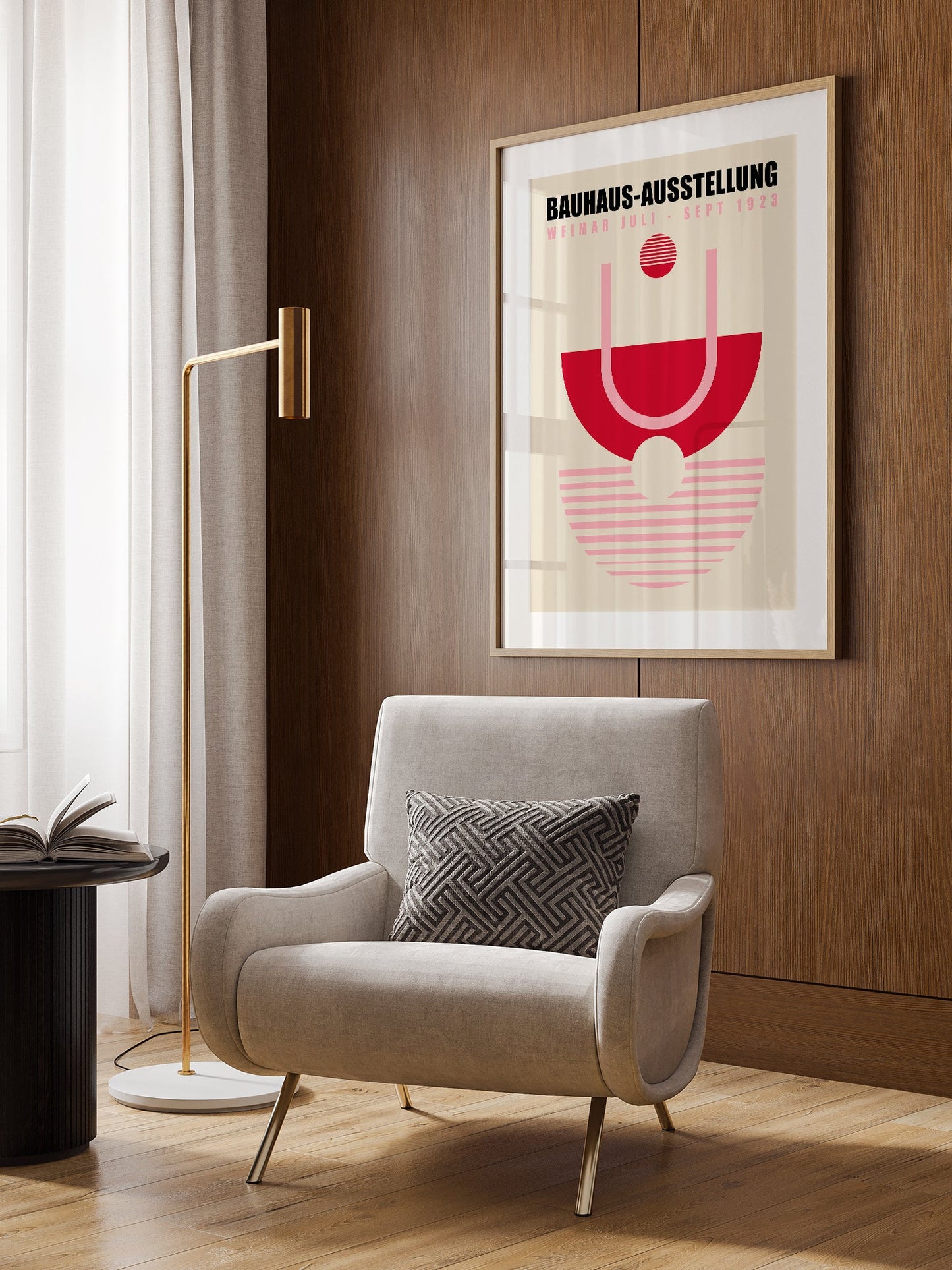 Bauhaus Poster - Red Mid Century Geometric Print | Modernist Wall Art