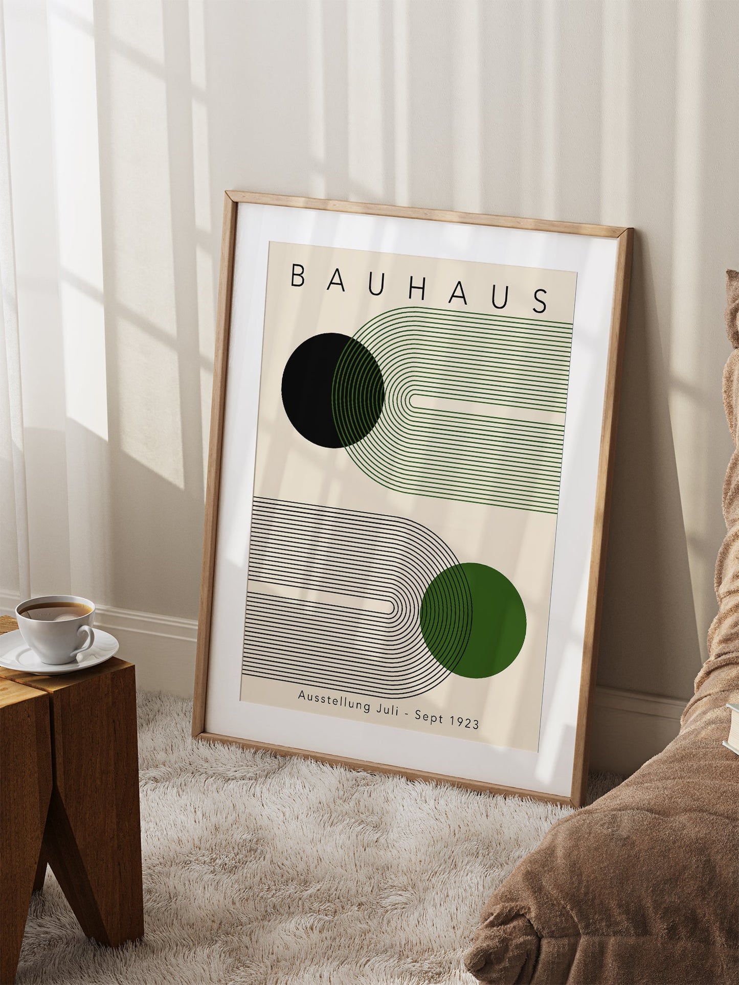 Mid Century Bauhaus Poster – Green Geometric Wall Art | Minimalist Home Decor