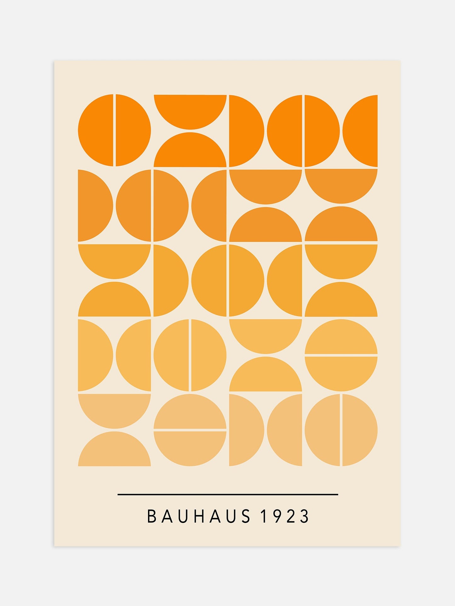 Bauhaus Poster Featuring Orange Semi Circles | Mid Century Wall Art Print