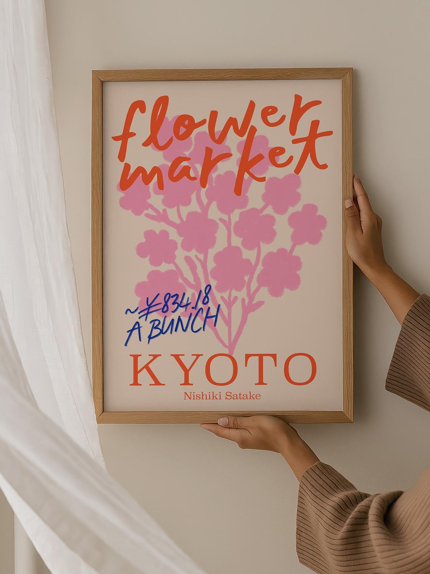Flower Market Art Print, Kyoto Japan Boho Pastel Floral Wall Art | Unframed Print
