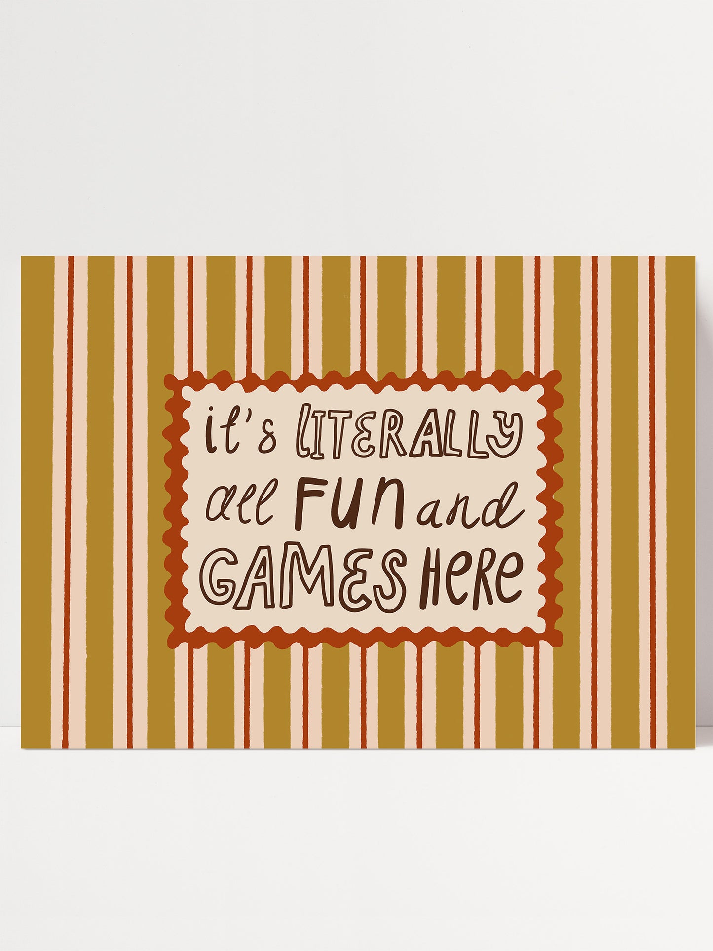 Fun And Games Typography Poster | Unframed Retro Wall Art